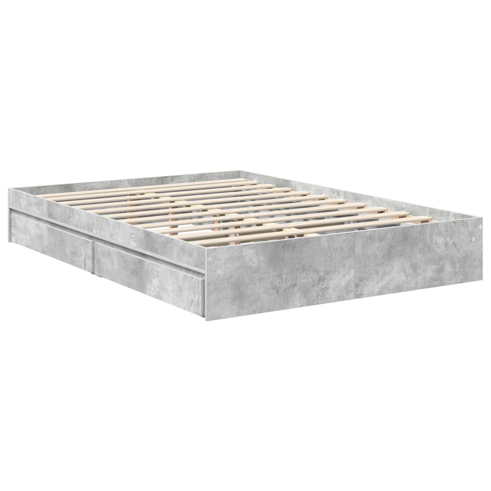 Krevet s od storage s uzglavljem Betonski sivi 135 x 190 cm