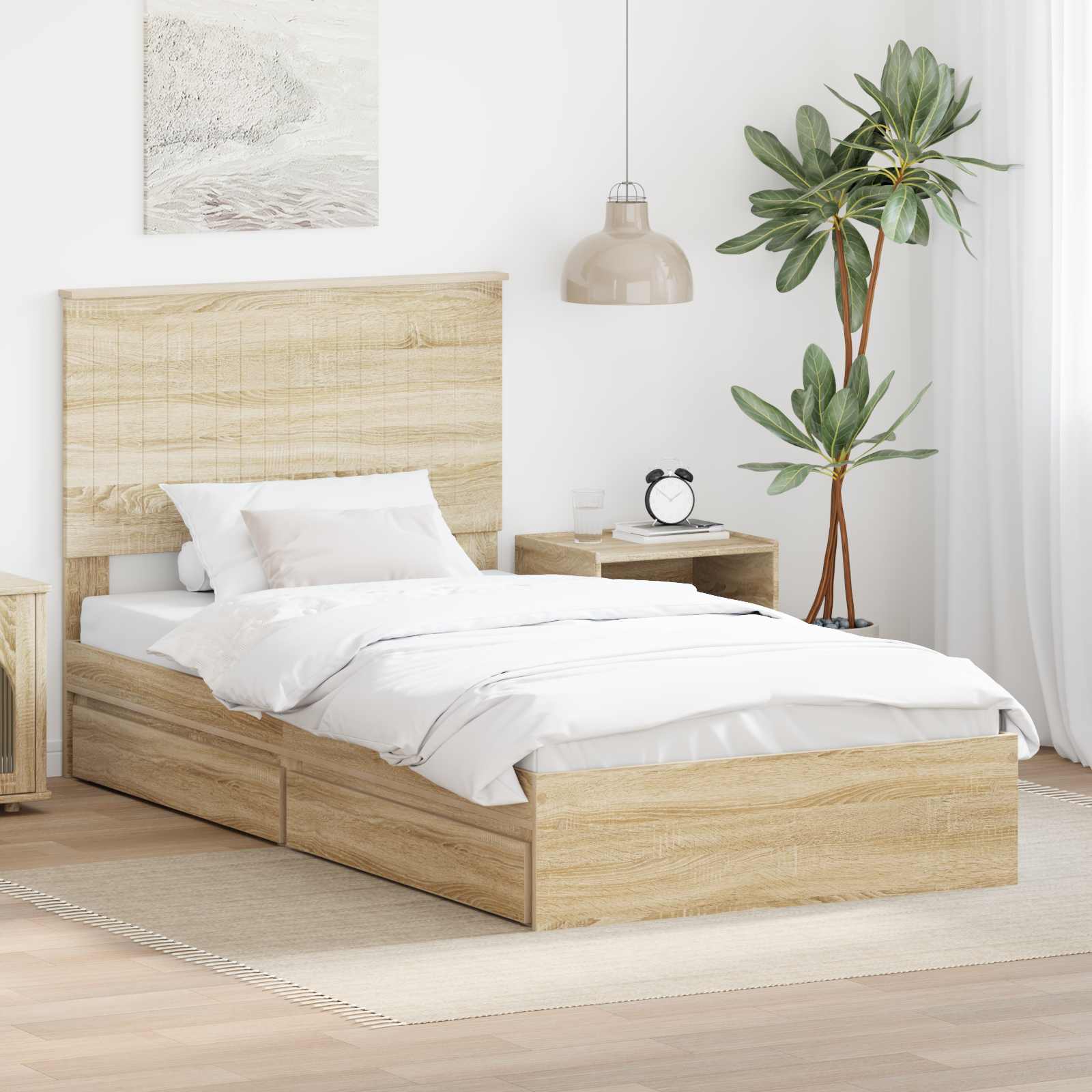 Krevet s od storage Sonoma hrast 100 x 200 cm Konstruirano drvo