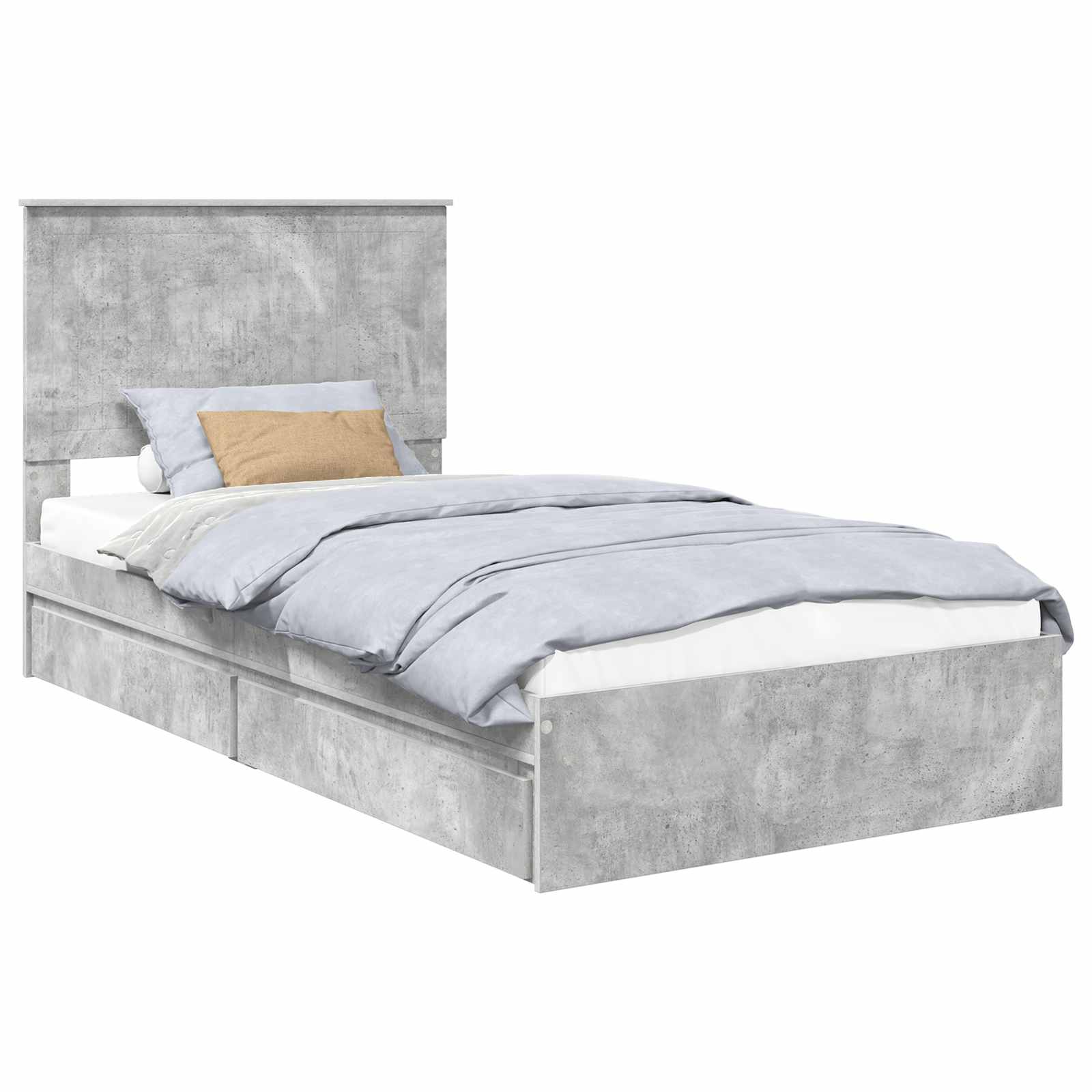 Krevet s od storage s uzglavljem Betonski sivi 100 x 200 cm