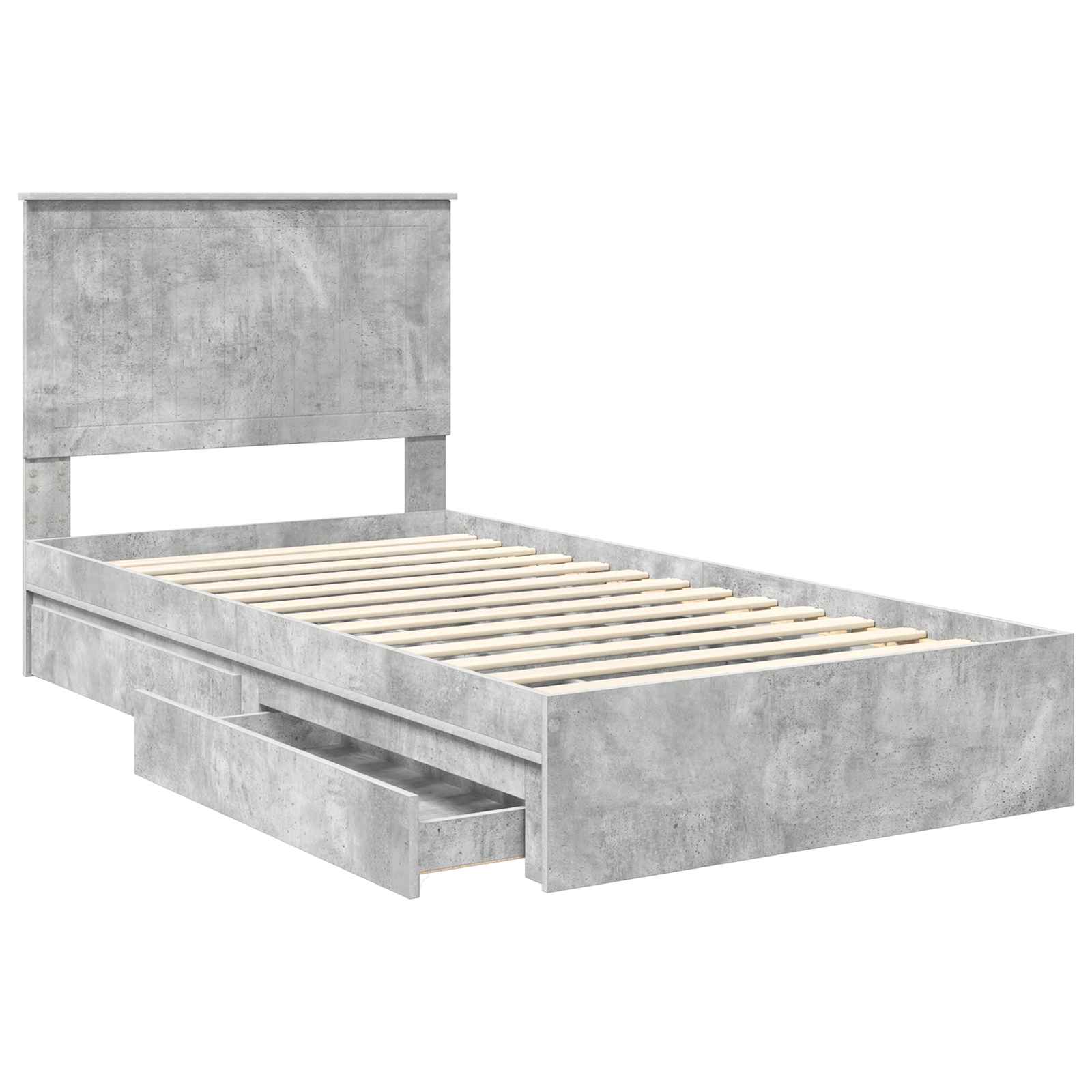 Krevet s od storage s uzglavljem Betonski sivi 100 x 200 cm