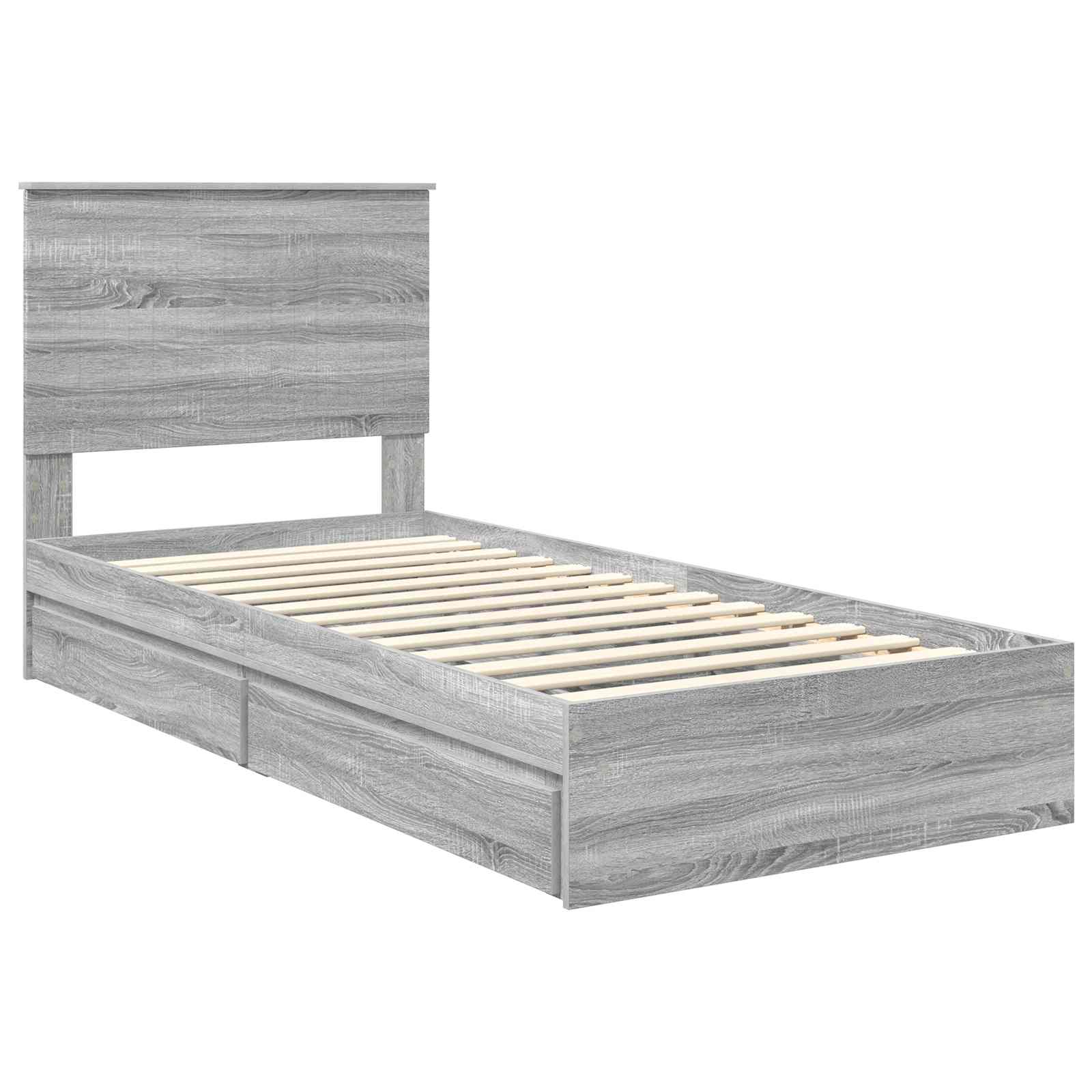 Krevet s od storage Siva Sonoma 90 x 200 cm Konstruirano drvo