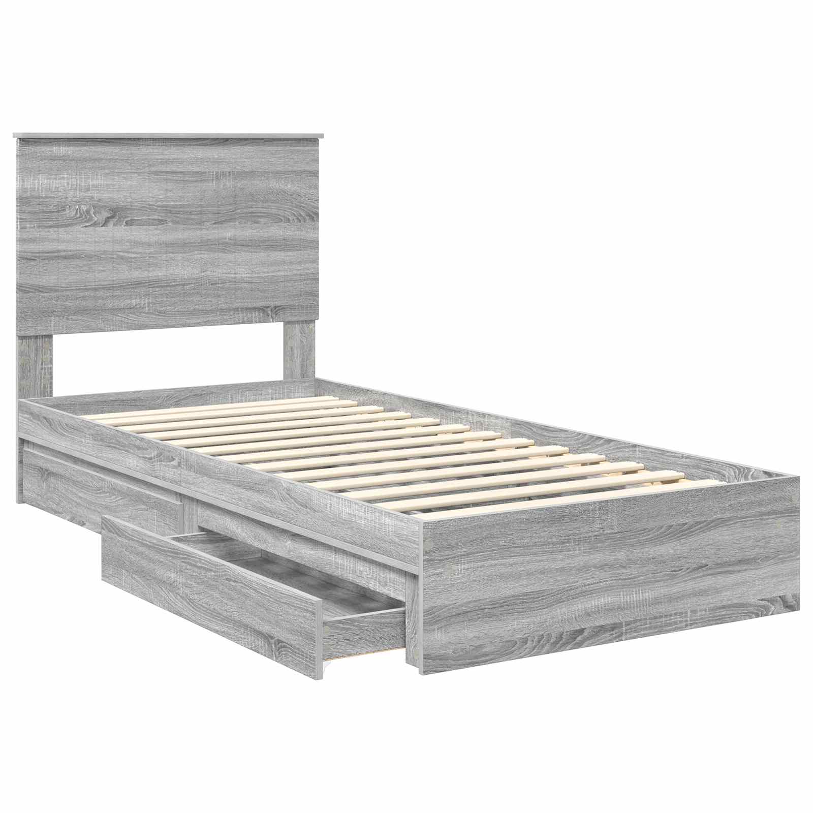 Krevet s od storage Siva Sonoma 90 x 200 cm Konstruirano drvo