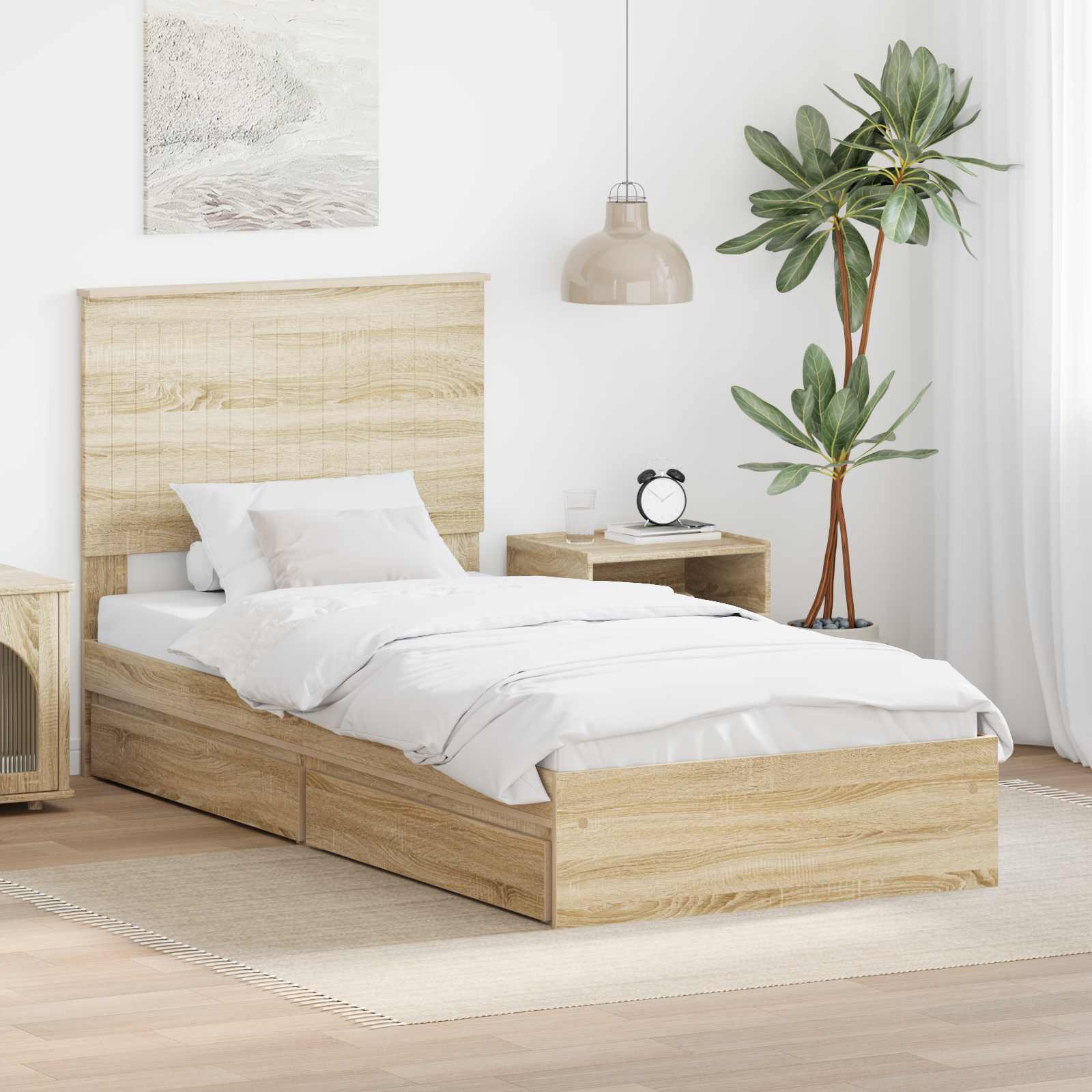 Krevet s od storage Sonoma hrast 90 x 190 cm Konstruirano drvo