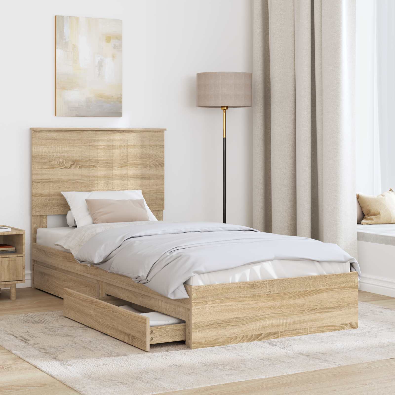 Krevet s od storage Sonoma hrast 90 x 190 cm Konstruirano drvo
