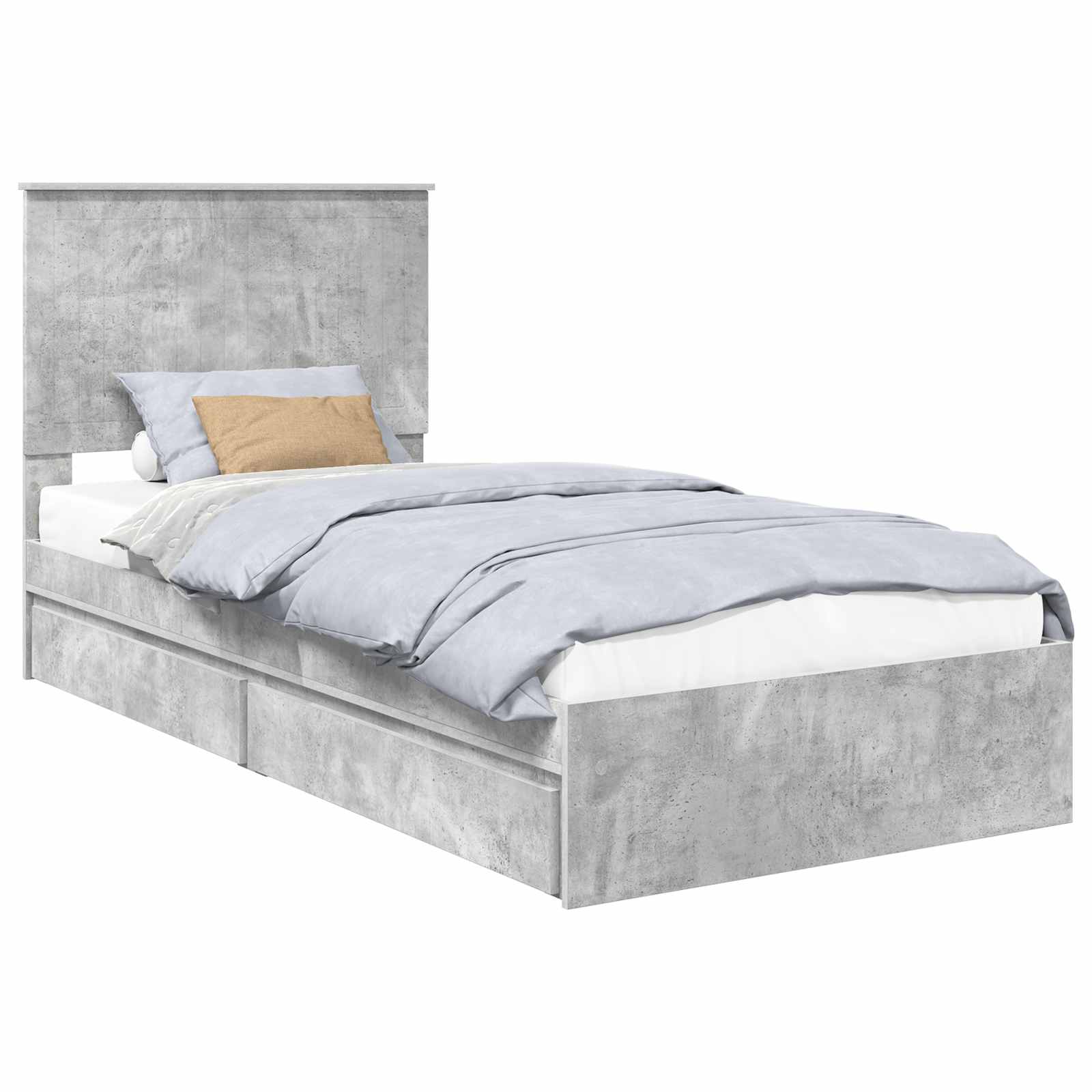 Krevet s od storage Betonski sivi 90 x 190 cm Konstruirano drvo