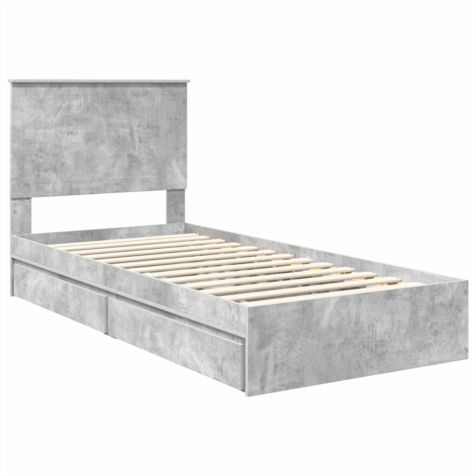 Krevet s od storage Betonski sivi 90 x 190 cm Konstruirano drvo