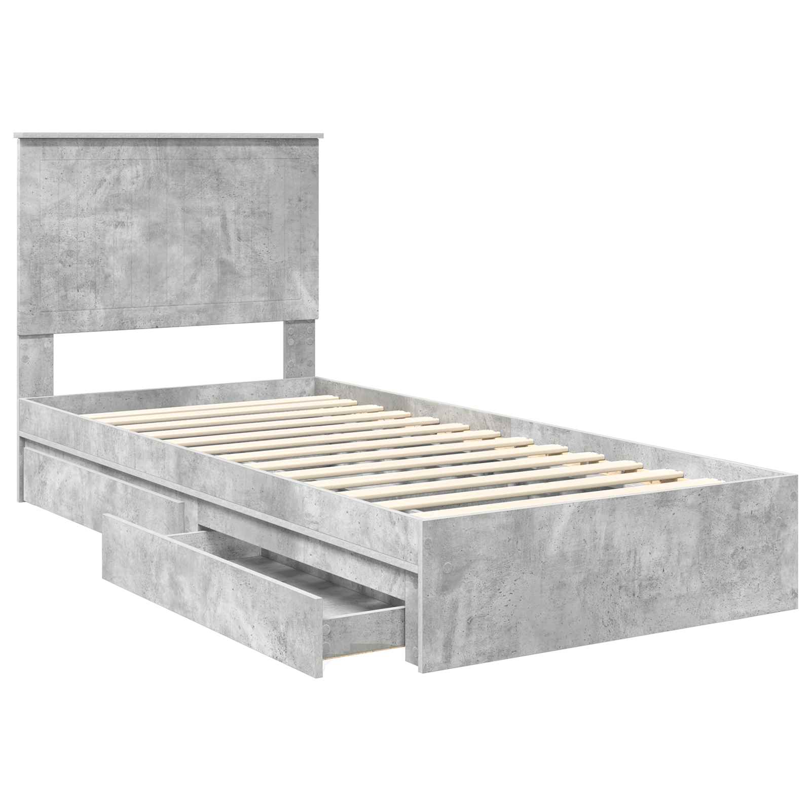 Krevet s od storage Betonski sivi 90 x 190 cm Konstruirano drvo
