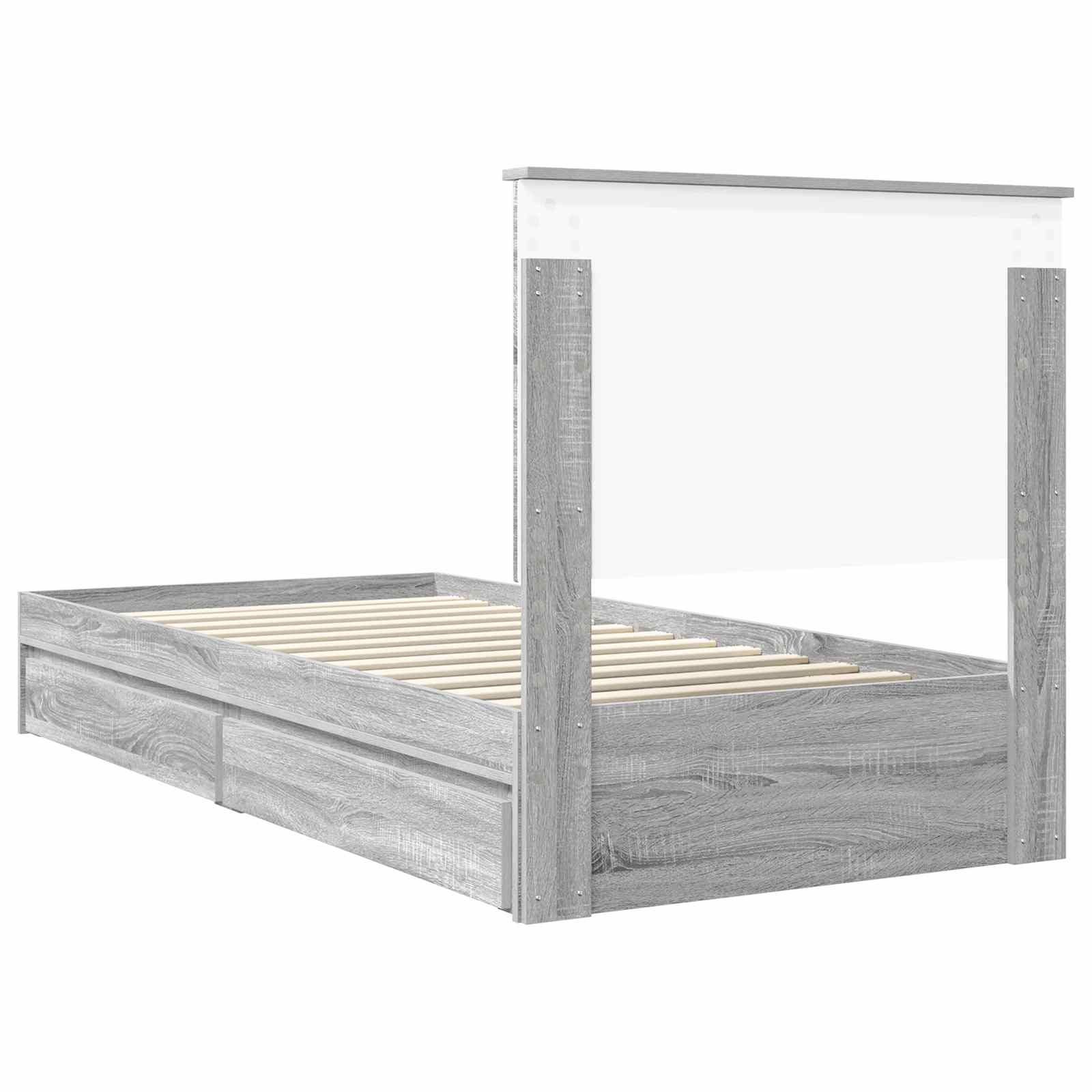 Krevet s od storage Siva Sonoma 90 x 190 cm Konstruirano drvo