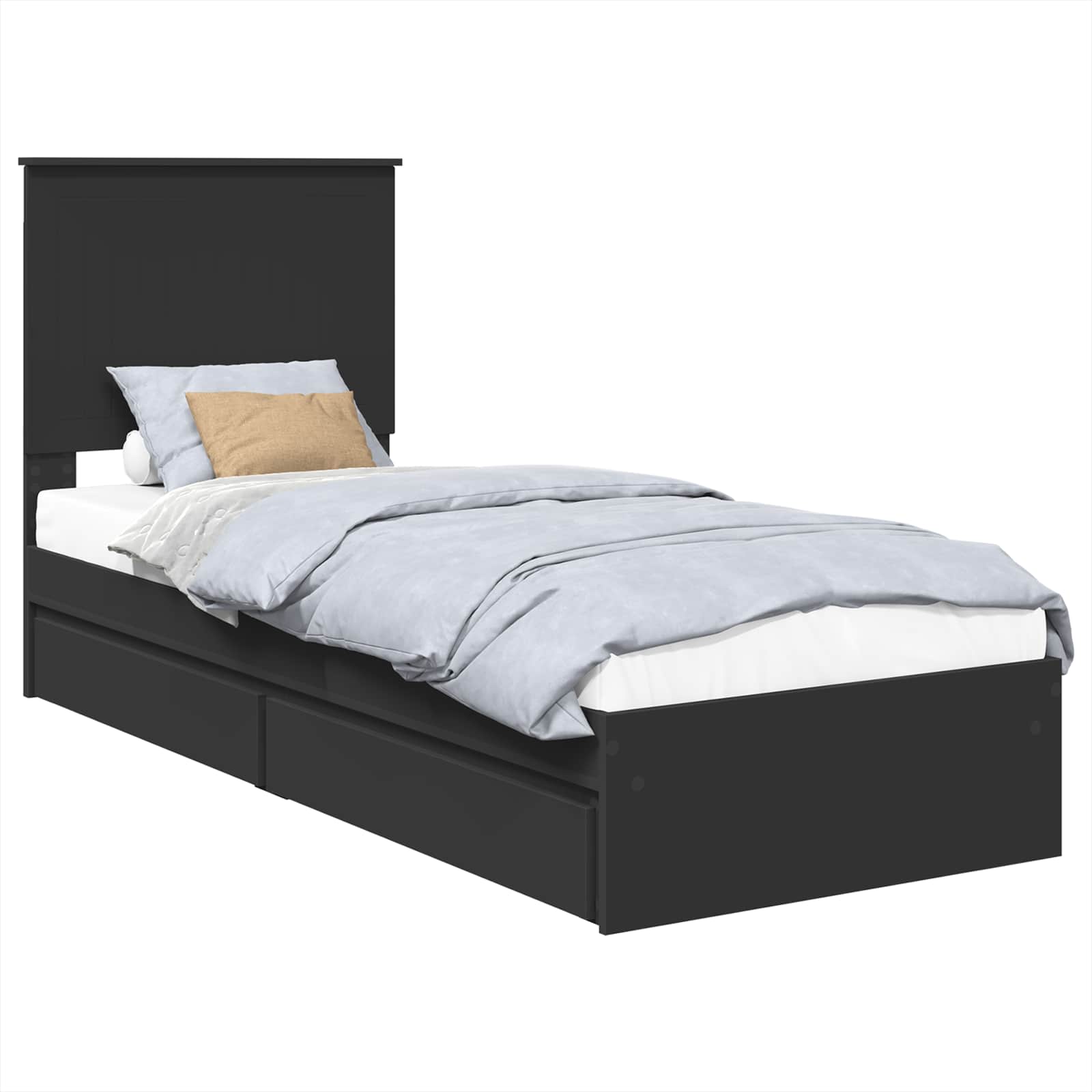 Krevet s od storage Crna 75 x 190 cm Konstruirano drvo