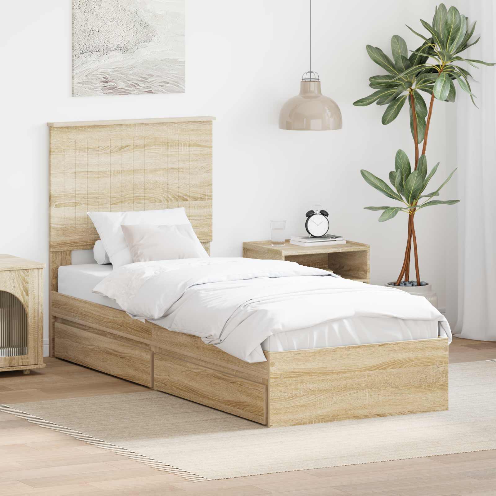 Krevet s od storage Sonoma hrast 75 x 190 cm Konstruirano drvo