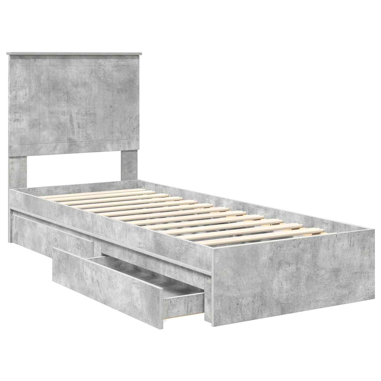 Krevet s od storage Betonski sivi 75 x 190 cm Konstruirano drvo