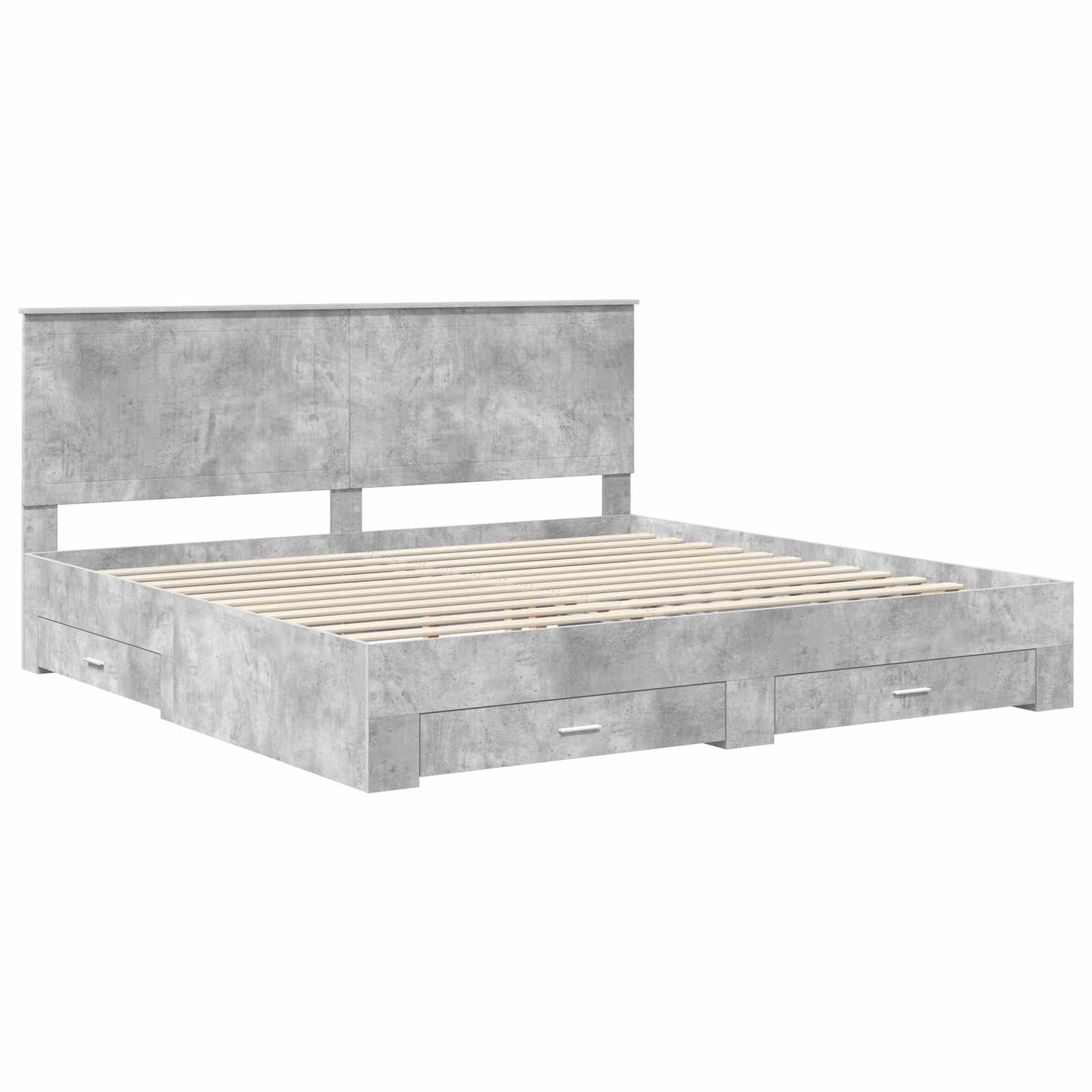 Krevetna konstrukcija s uzglavljem Betonski sivi 200 x 200 cm