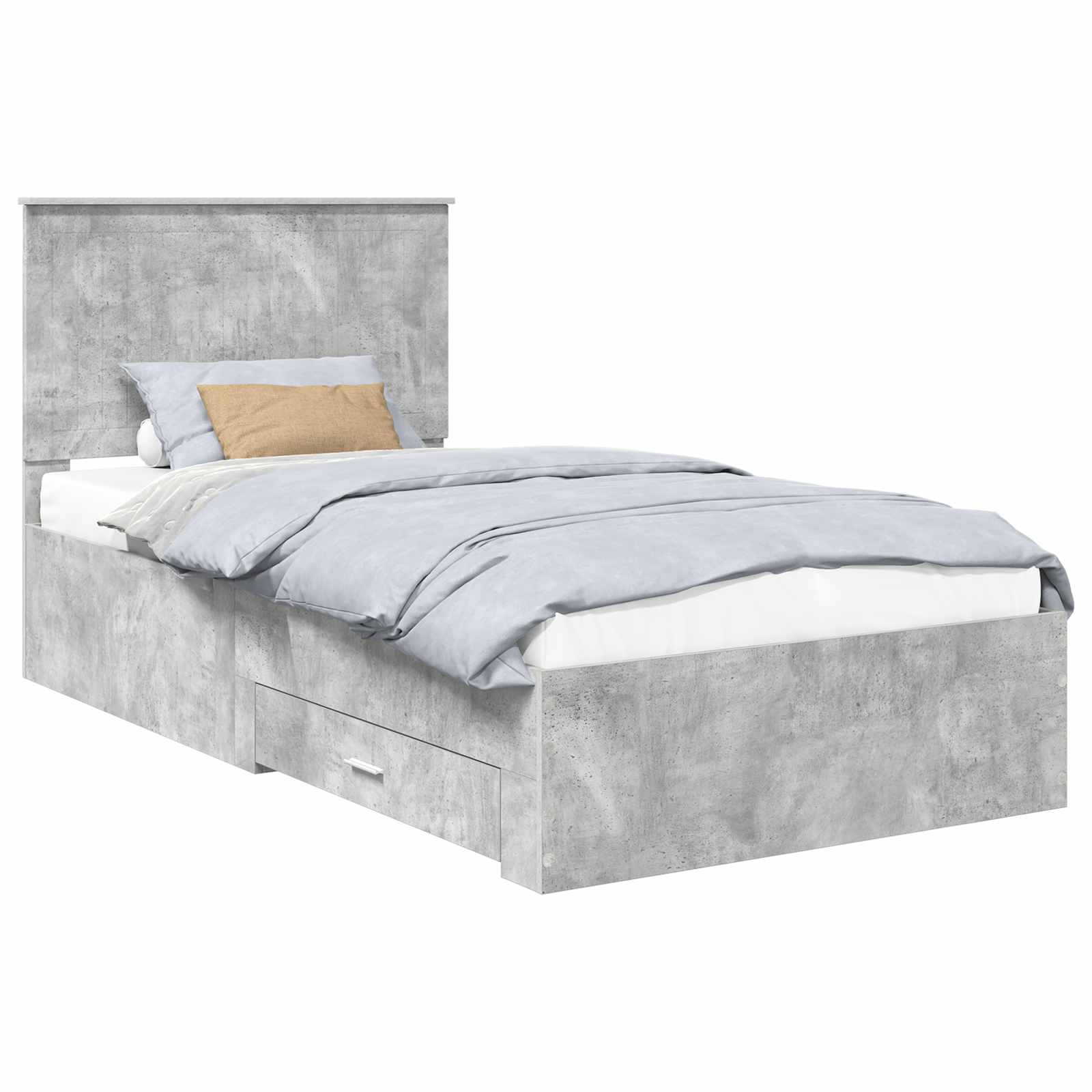 Krevetna konstrukcija s uzglavljem Betonski sivi 100 x 200 cm