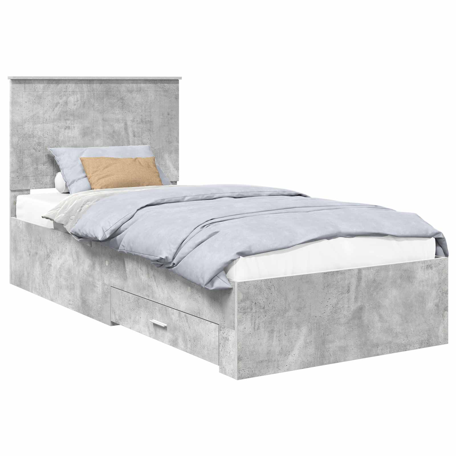 Krevetna konstrukcija s uzglavljem Betonski sivi 90 x 200 cm