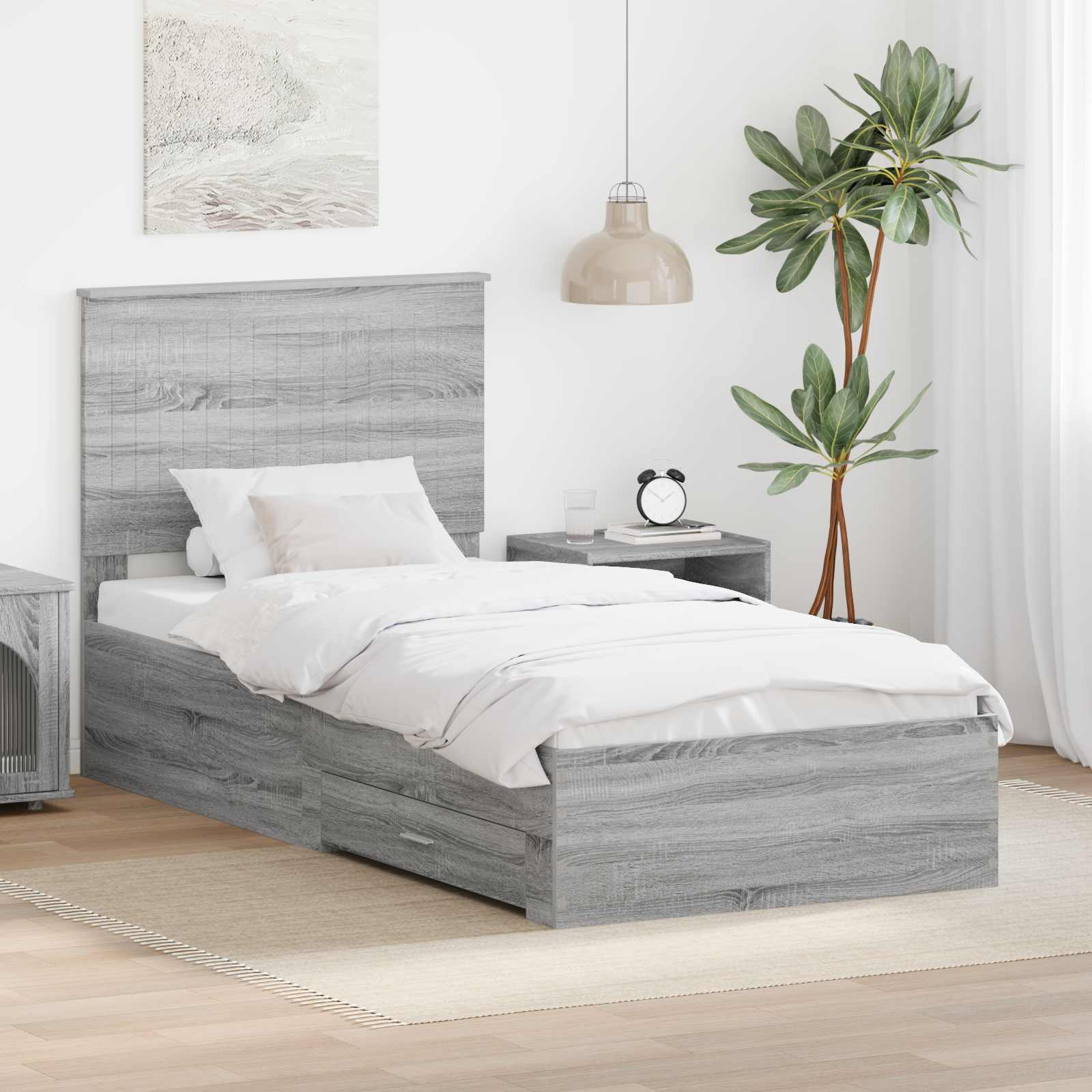 Krevetna konstrukcija Siva Sonoma 90 x 200 cm Konstruirano drvo