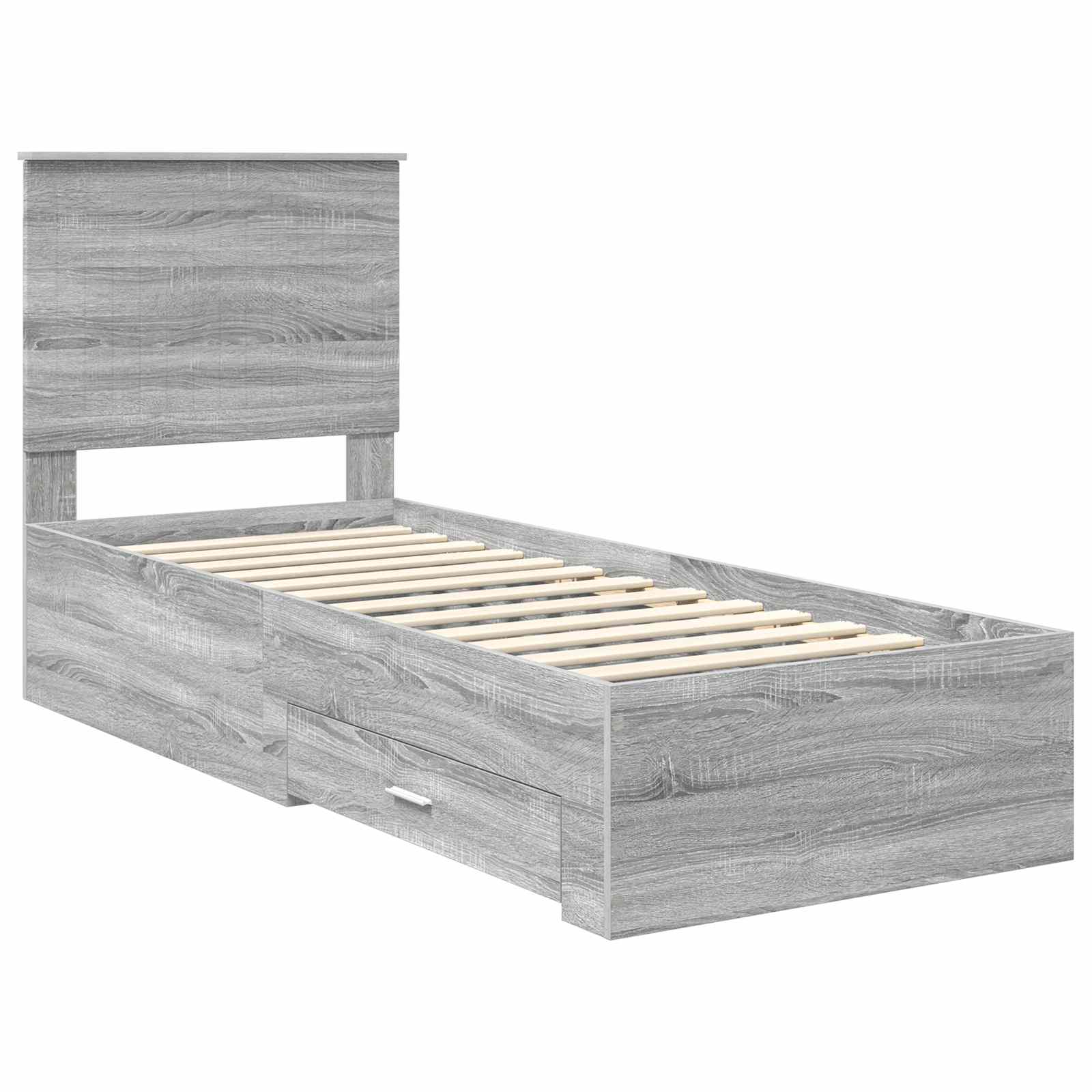 Krevetna konstrukcija Sivi Sonoma i srebrna 70 x 190 cm