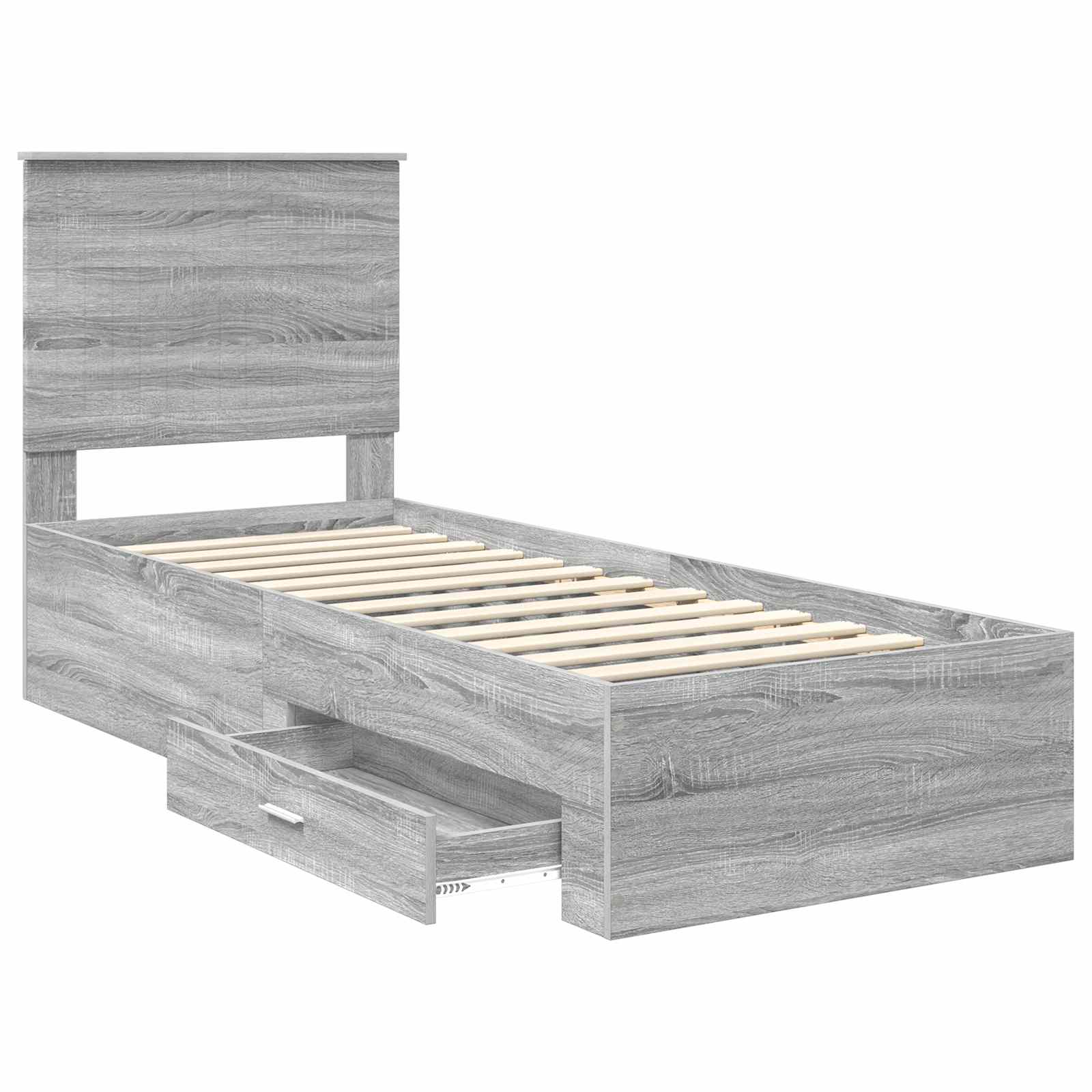 Krevetna konstrukcija Sivi Sonoma i srebrna 70 x 190 cm