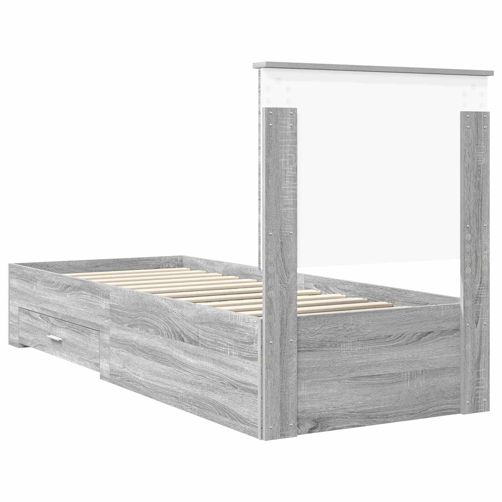 Krevetna konstrukcija Sivi Sonoma i srebrna 70 x 190 cm