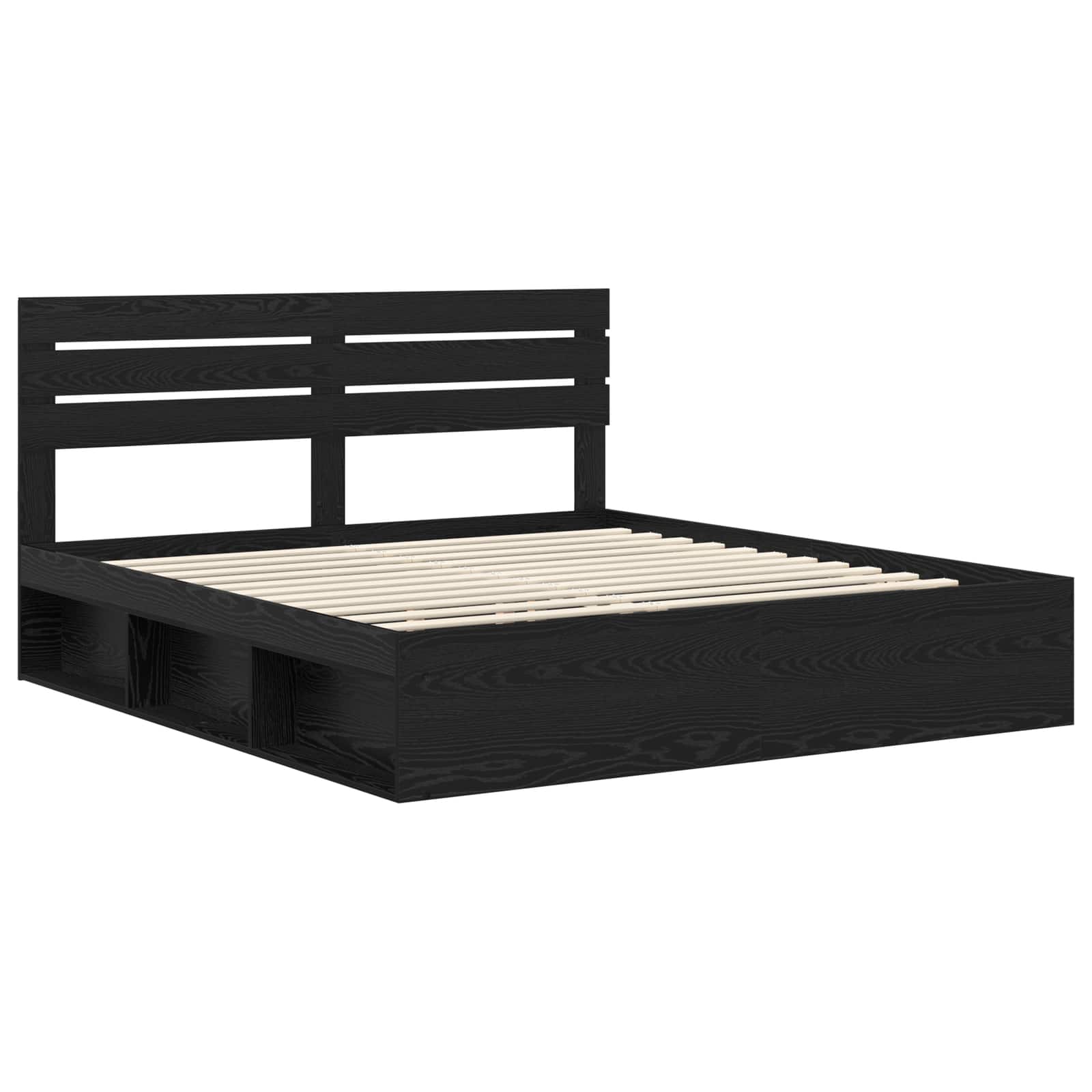 Krevetna konstrukcija Crna 200 x 200 cm Čvrsto borovo drvo