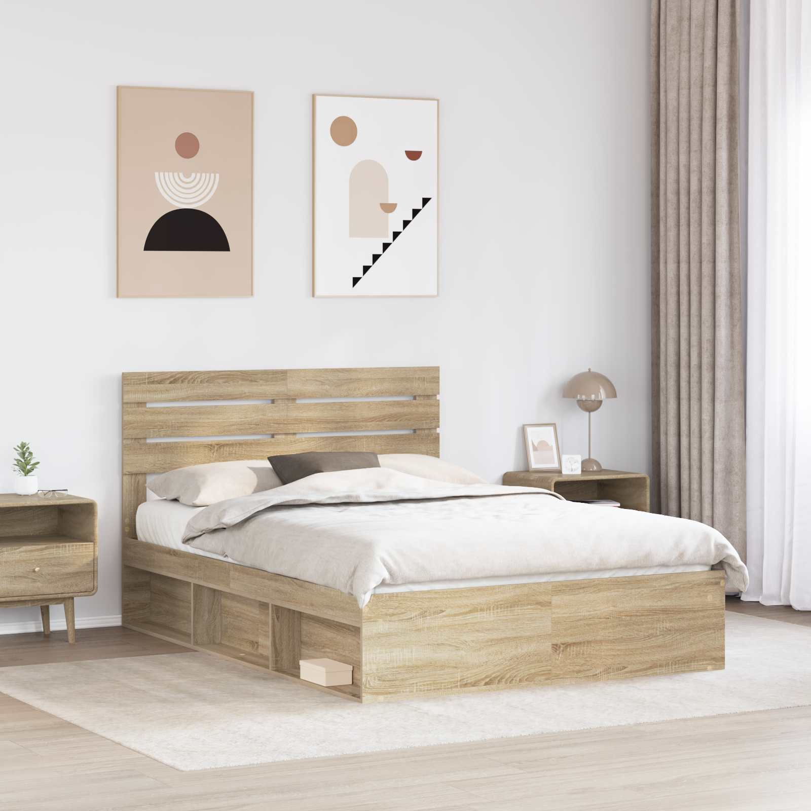 Krevetna konstrukcija s uzglavljem Sonoma hrast 150 x 200 cm