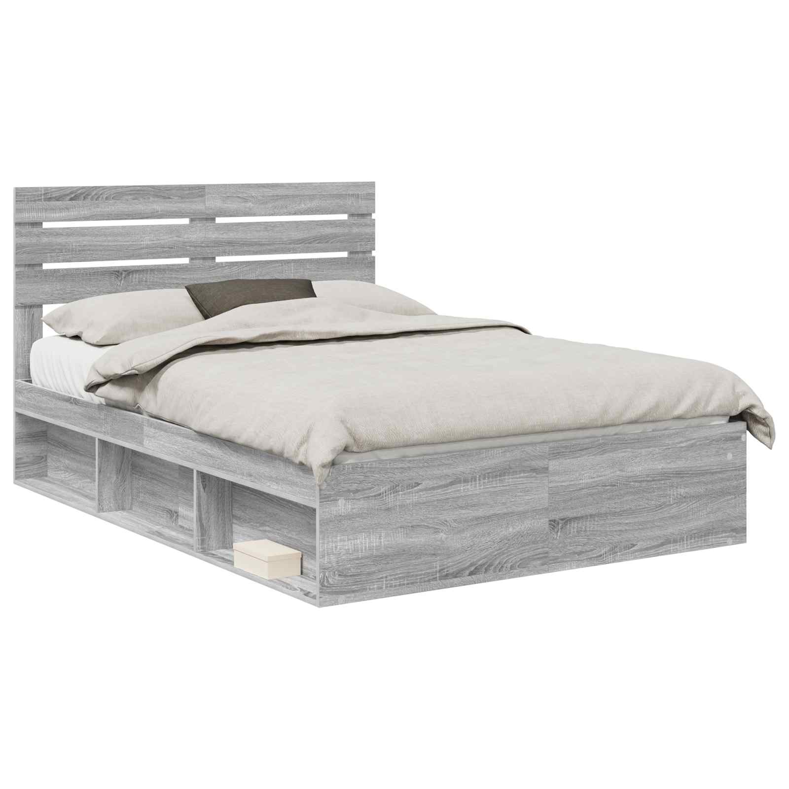 Krevetna konstrukcija s uzglavljem Siva Sonoma 140 x 200 cm