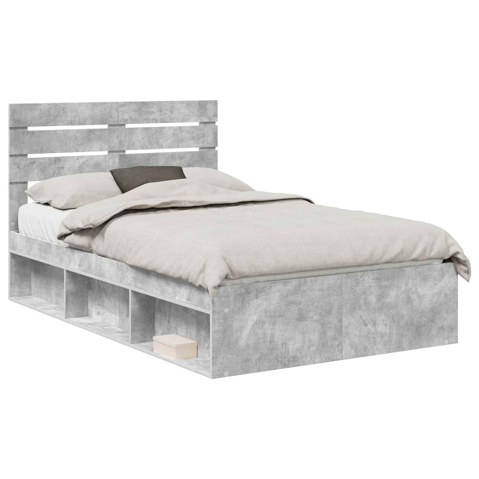 Krevetna konstrukcija Beton 120 x 200 cm Čvrsto borovo drvo