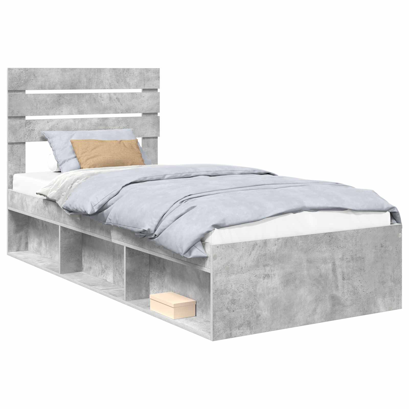 Krevetna konstrukcija s uzglavljem Betonska siva 100 x 200 cm