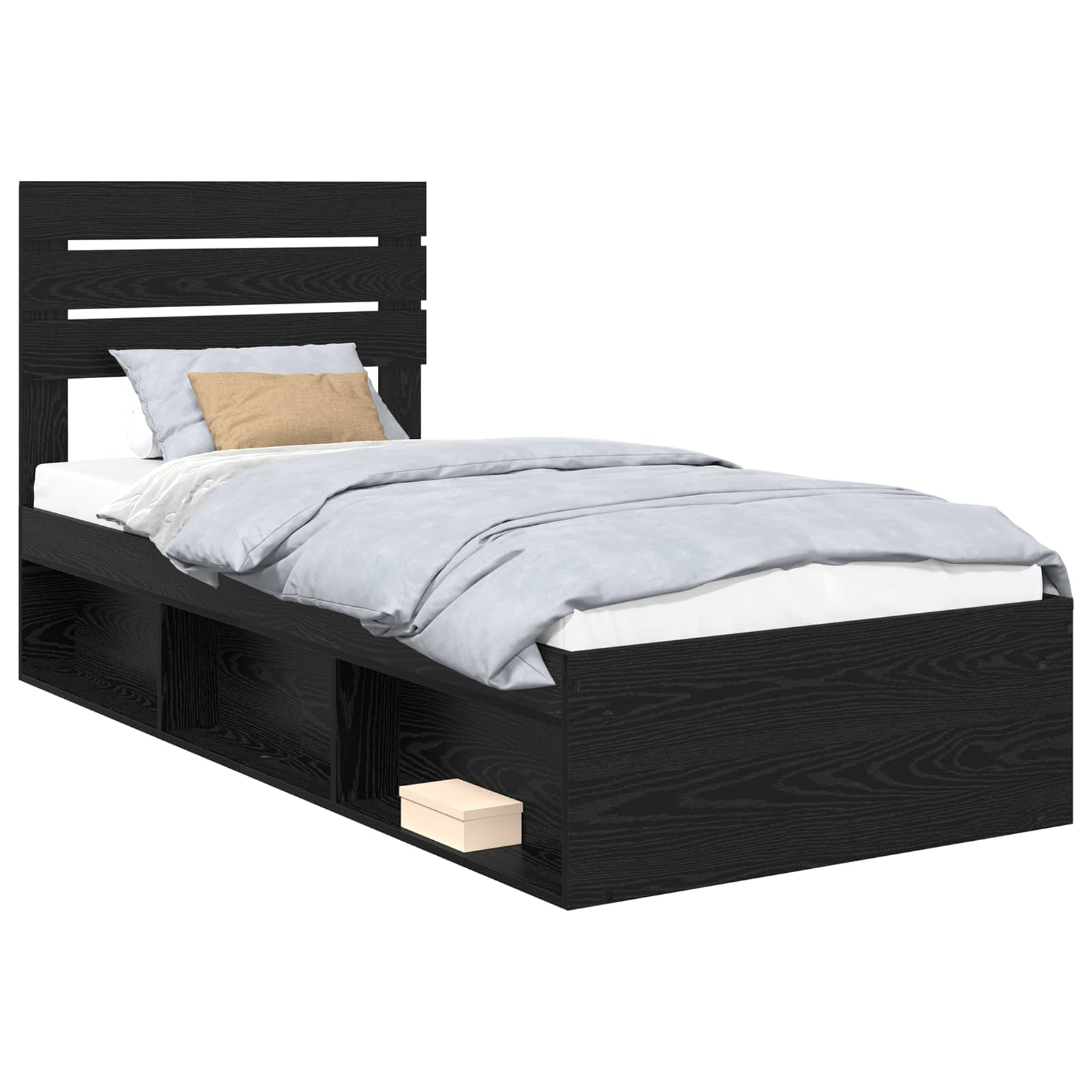 Krevetna konstrukcija Crna 90 x 200 cm Čvrsto borovo drvo