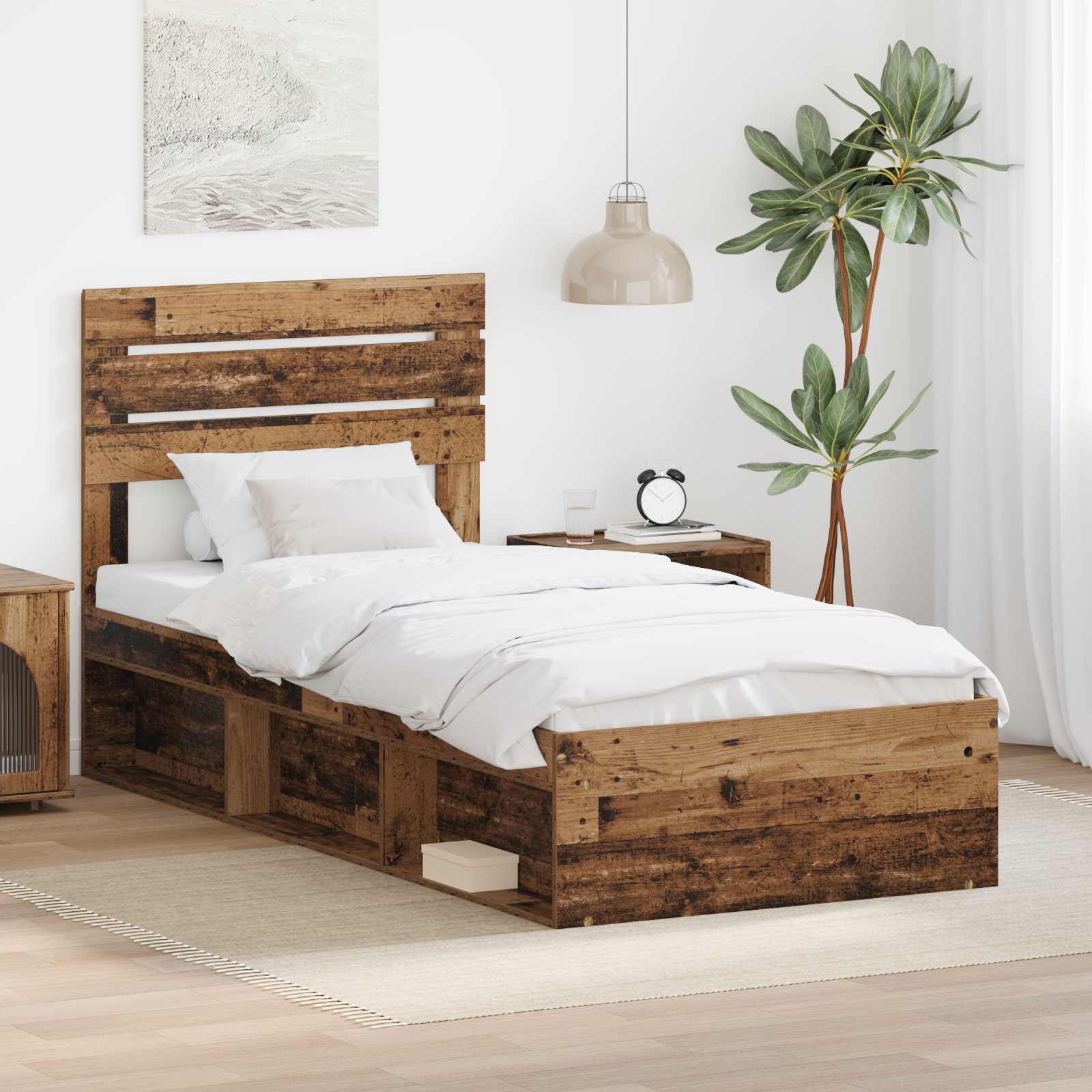 Krevetna konstrukcija Staro drvo 90 x 200 cm Čvrsto borovo drvo