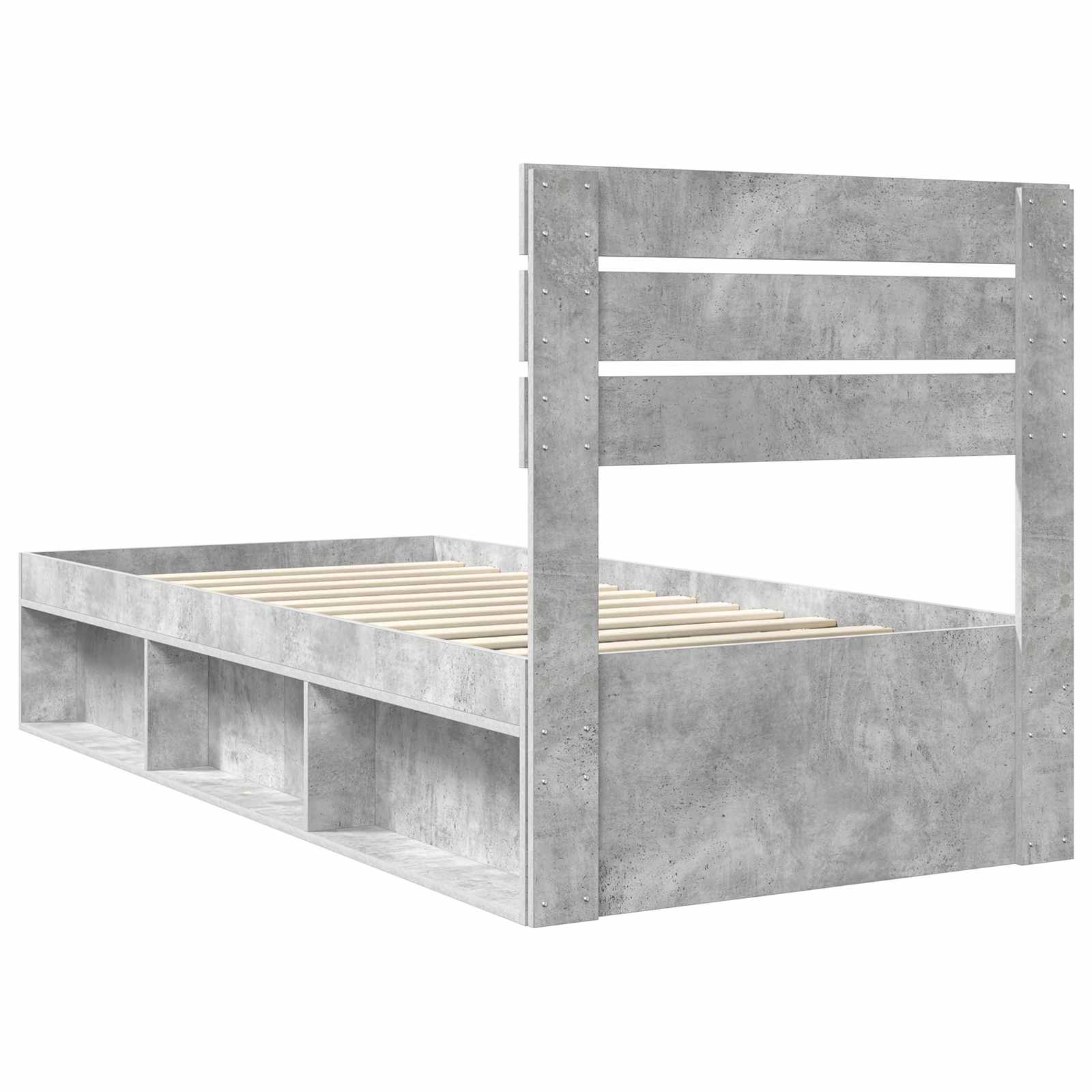 Krevetna konstrukcija s uzglavljem Betonska siva 90 x 190 cm