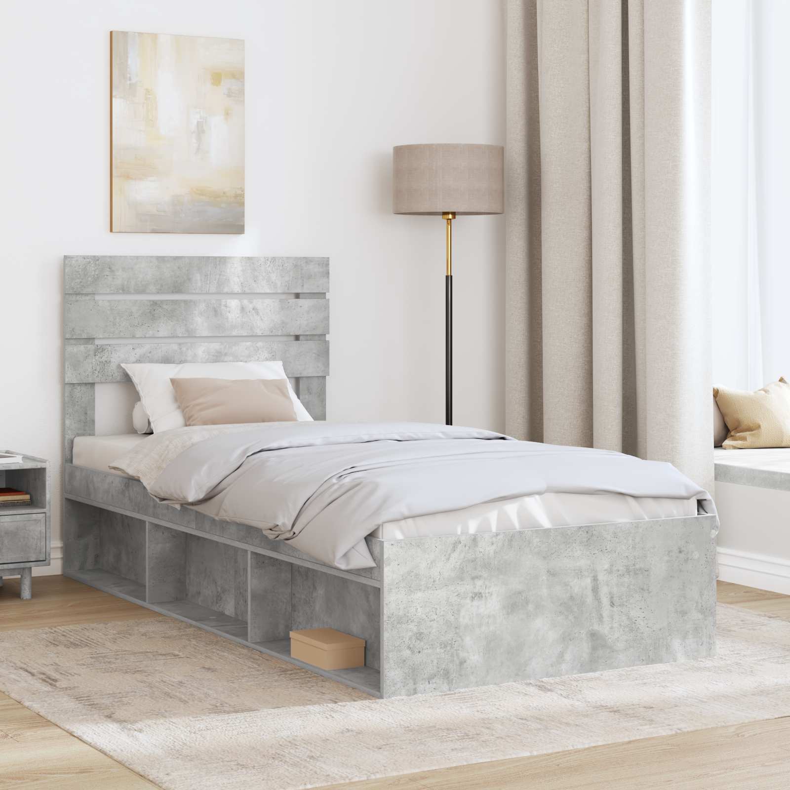 Krevetna konstrukcija s uzglavljem Betonska siva 75 x 190 cm