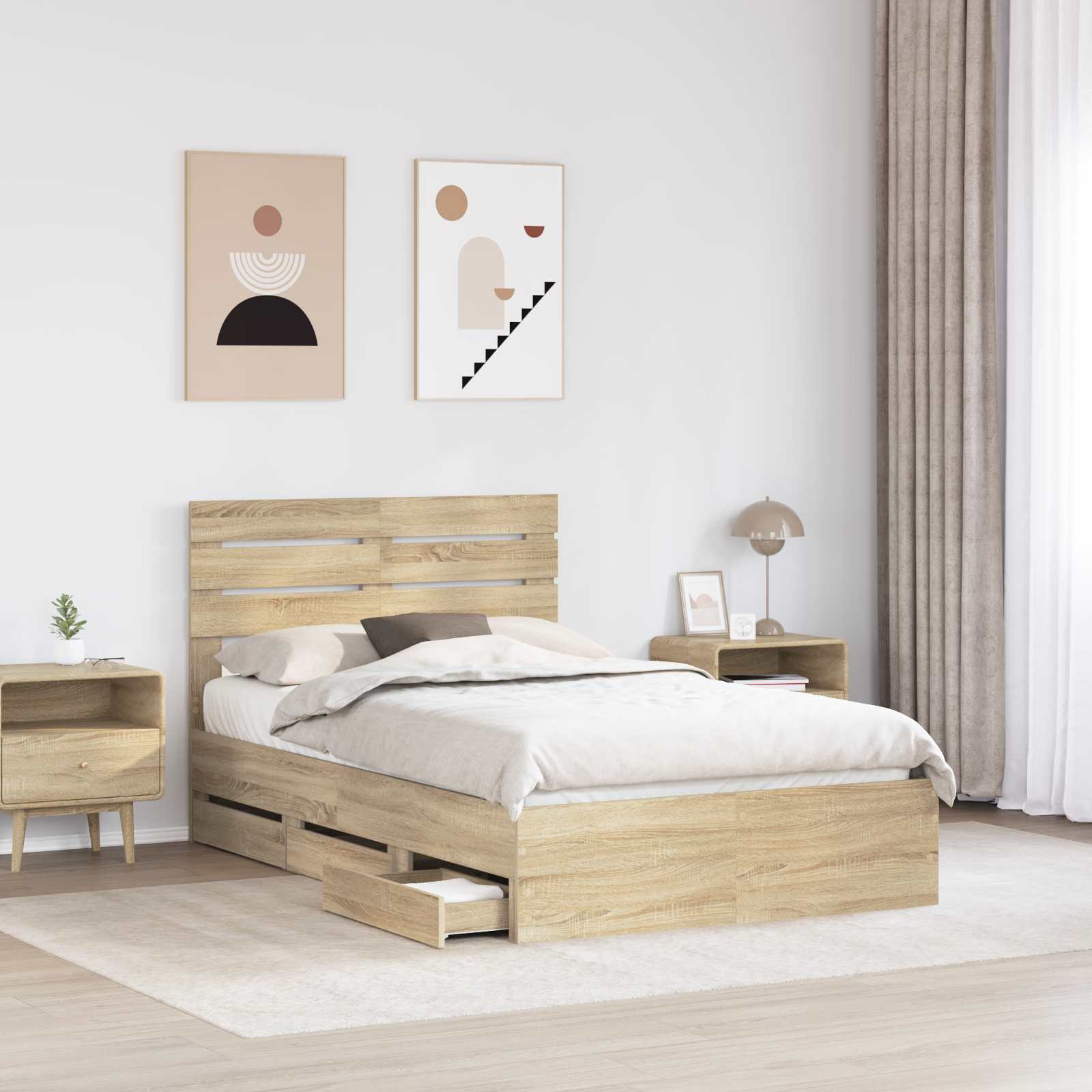 Krevetna konstrukcija s ladicama Sonoma hrast 120 x 200 cm