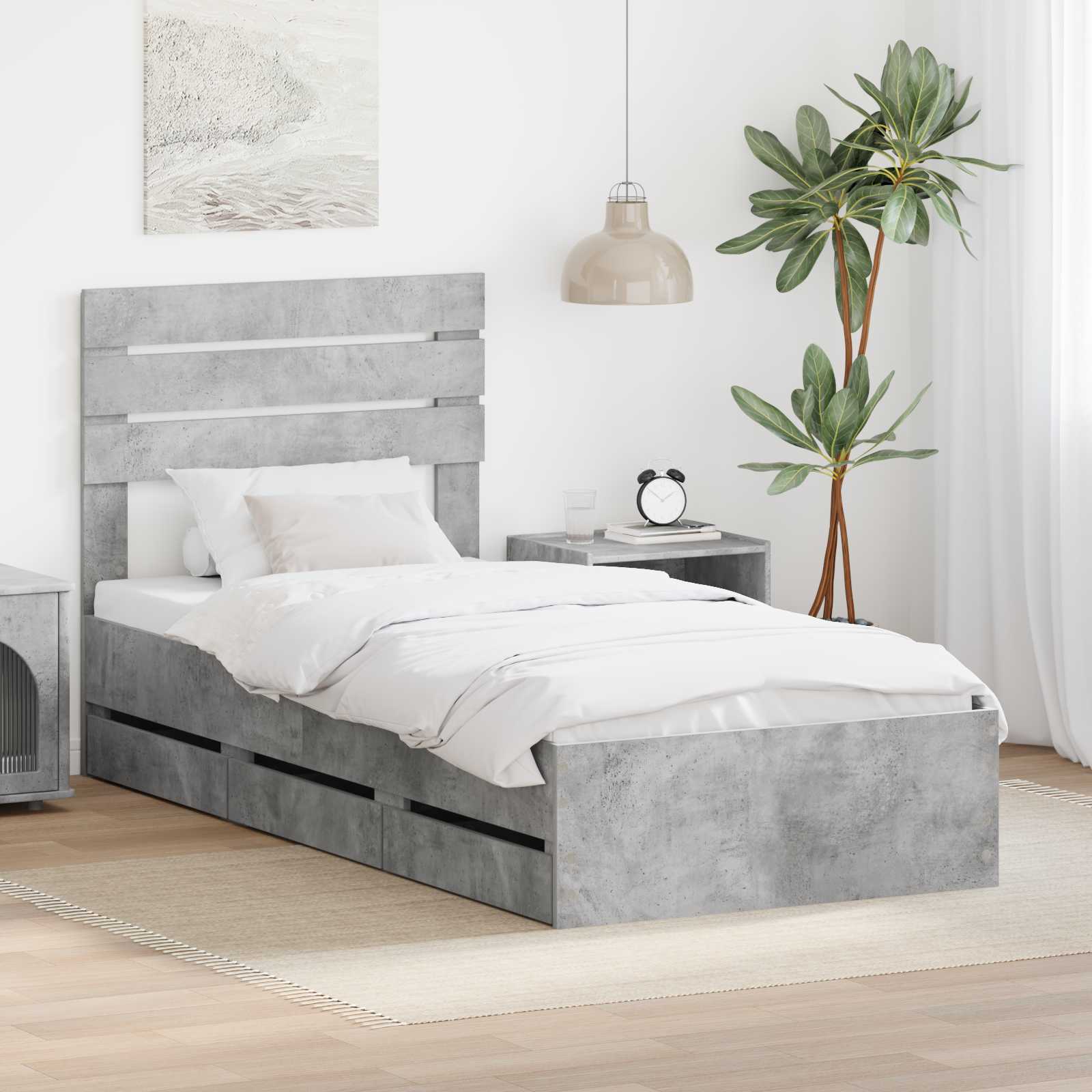 Krevetna konstrukcija s ladicama Betonski sivi 90 x 190 cm
