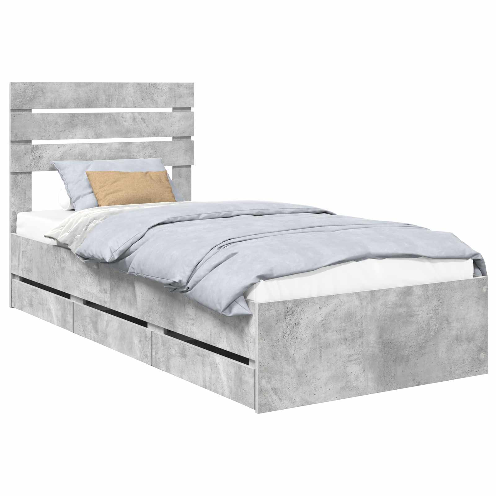 Krevetna konstrukcija s ladicama Betonski sivi 90 x 190 cm