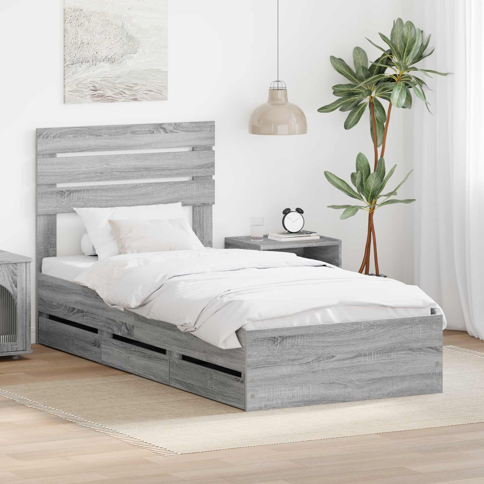 Krevetna konstrukcija Siva Sonoma 75 x 190 cm Inženjersko Drvo