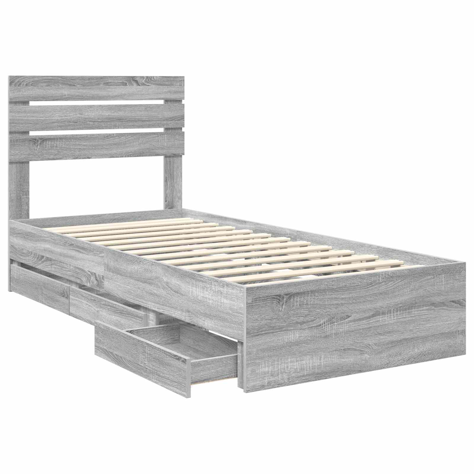 Krevetna konstrukcija Siva Sonoma 75 x 190 cm Inženjersko Drvo