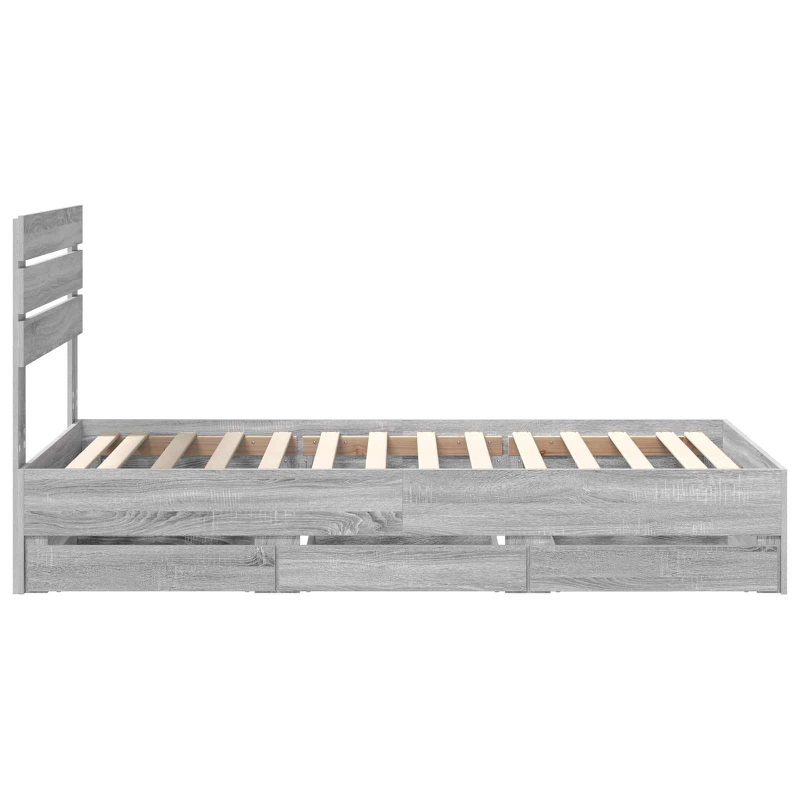 Krevetna konstrukcija Siva Sonoma 75 x 190 cm Inženjersko Drvo