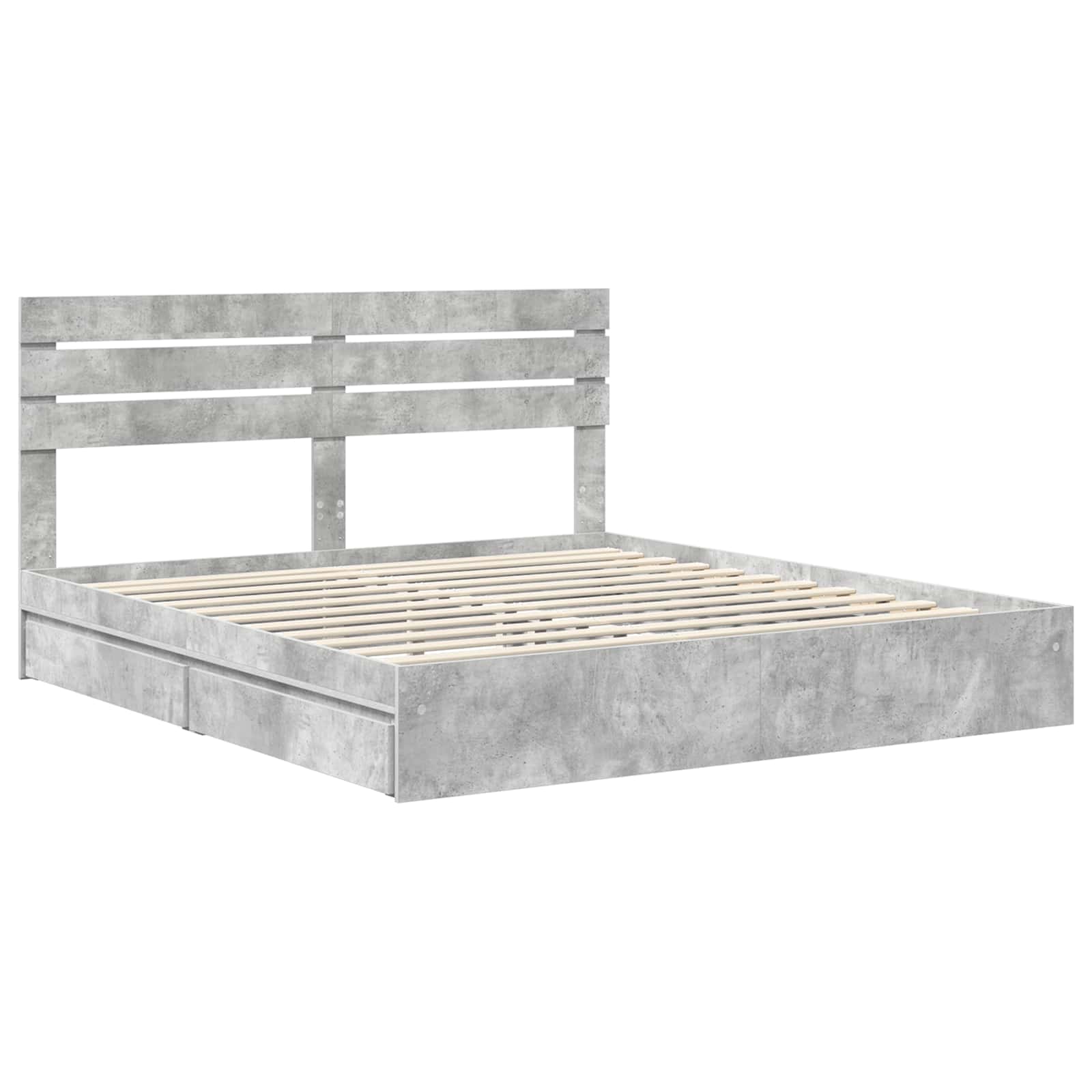 Krevet s od storage s uzglavljem Betonski sivi 200 x 200 cm