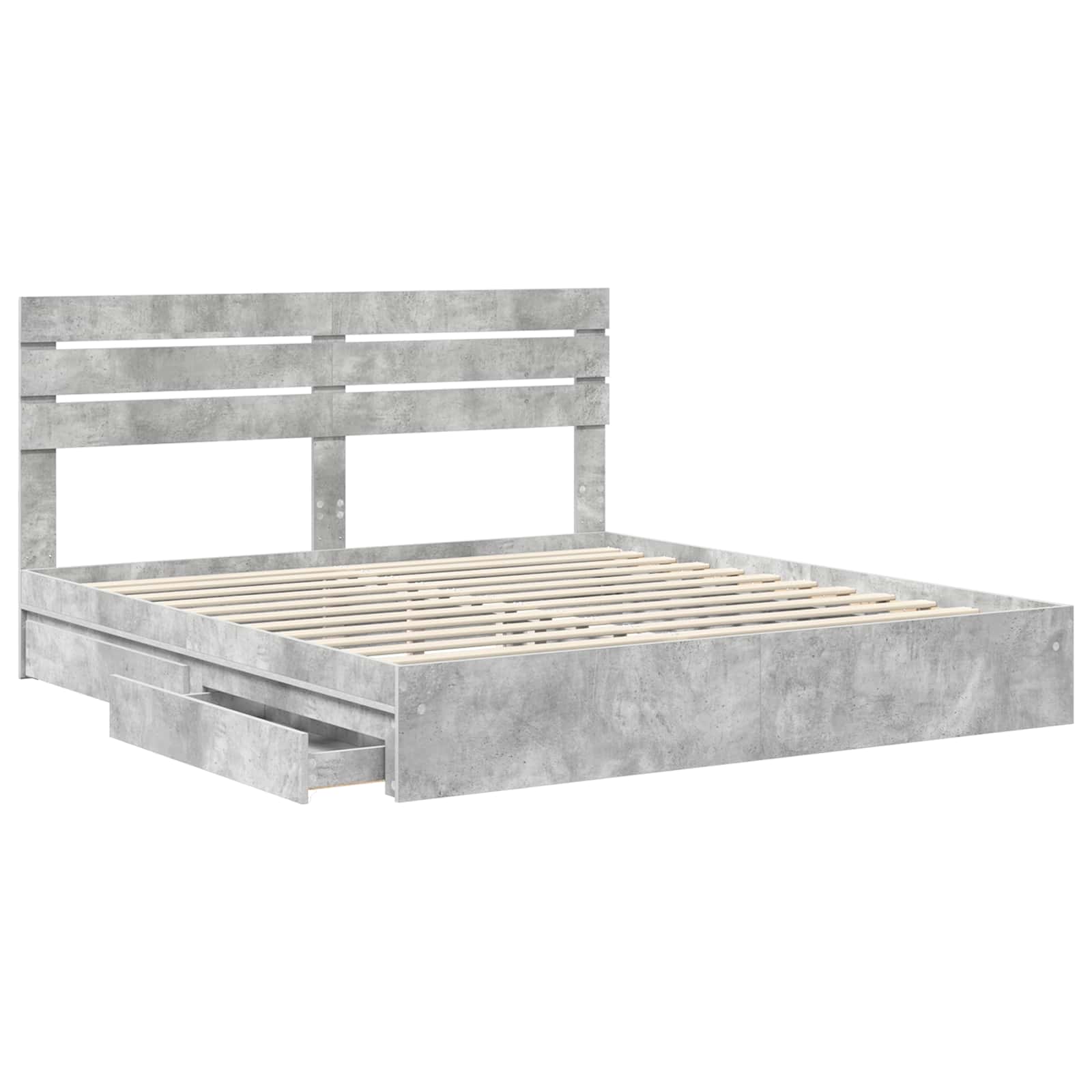Krevet s od storage s uzglavljem Betonski sivi 200 x 200 cm