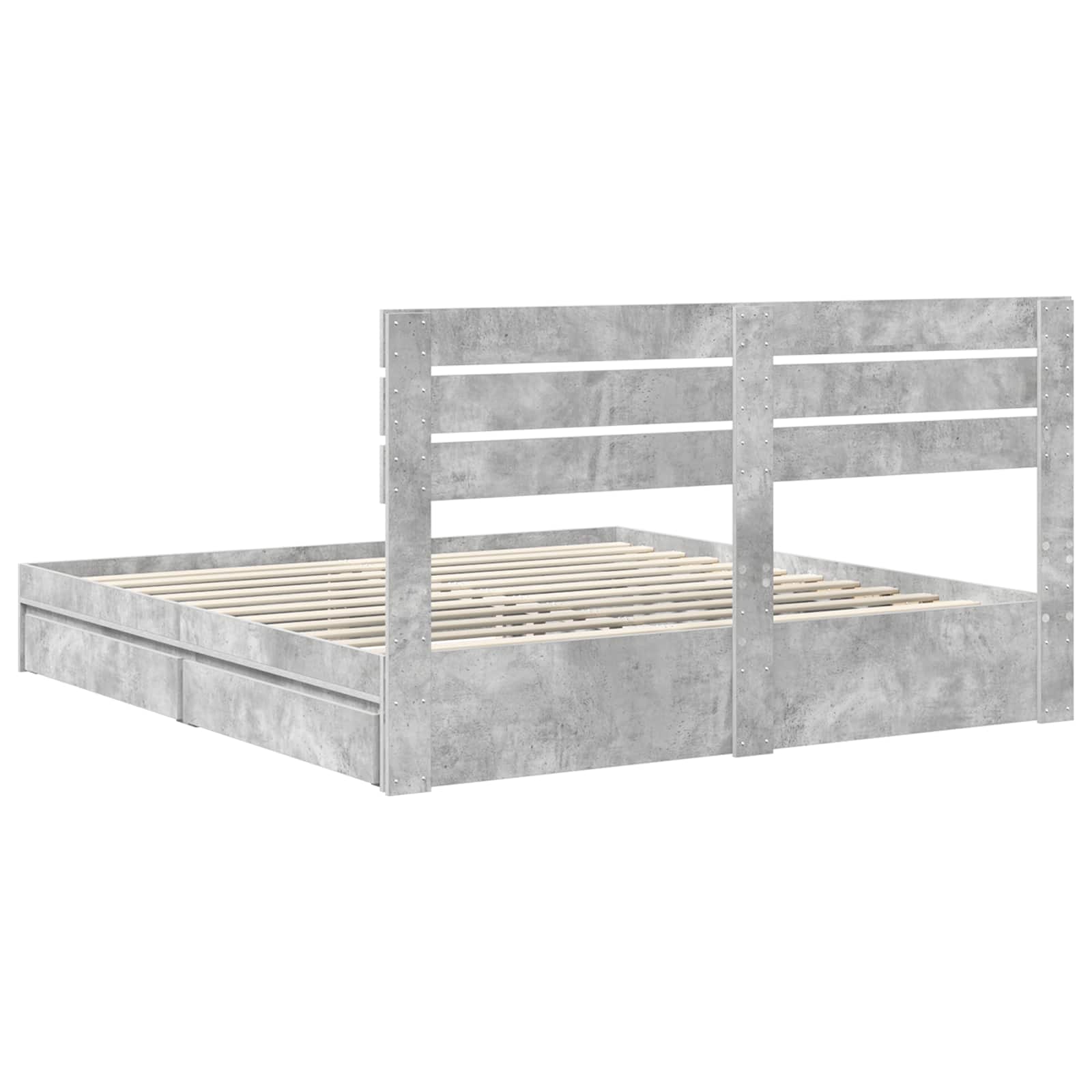 Krevet s od storage s uzglavljem Betonski sivi 200 x 200 cm