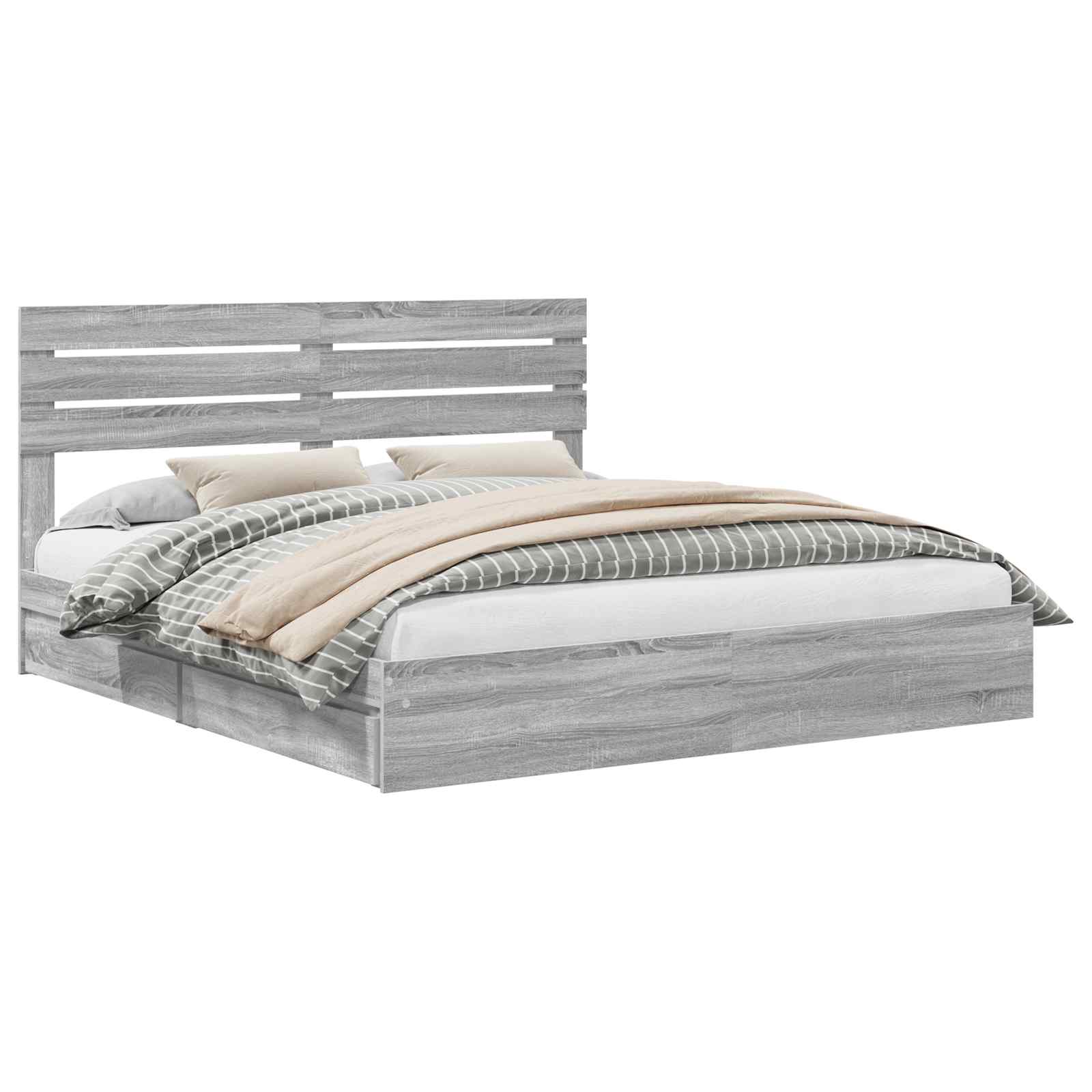 Krevet s od storage Siva Sonoma 200 x 200 cm Konstruirano drvo
