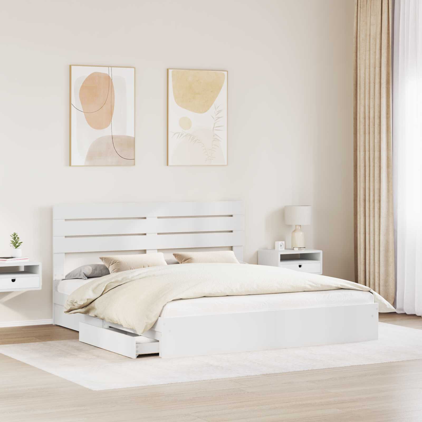 Krevet s od storage Bijelo 180 x 200 cm Konstruirano drvo