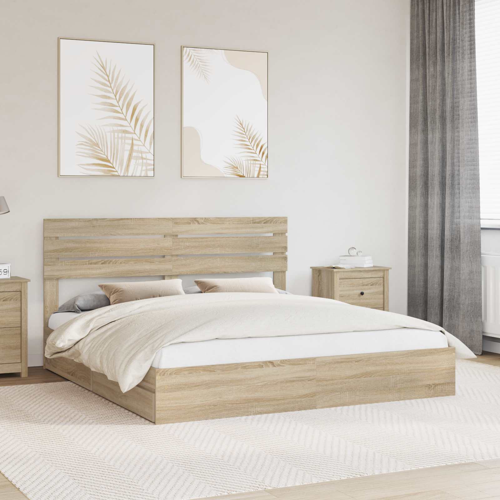 Krevet s od storage Sonoma hrast 180 x 200 cm Konstruirano drvo