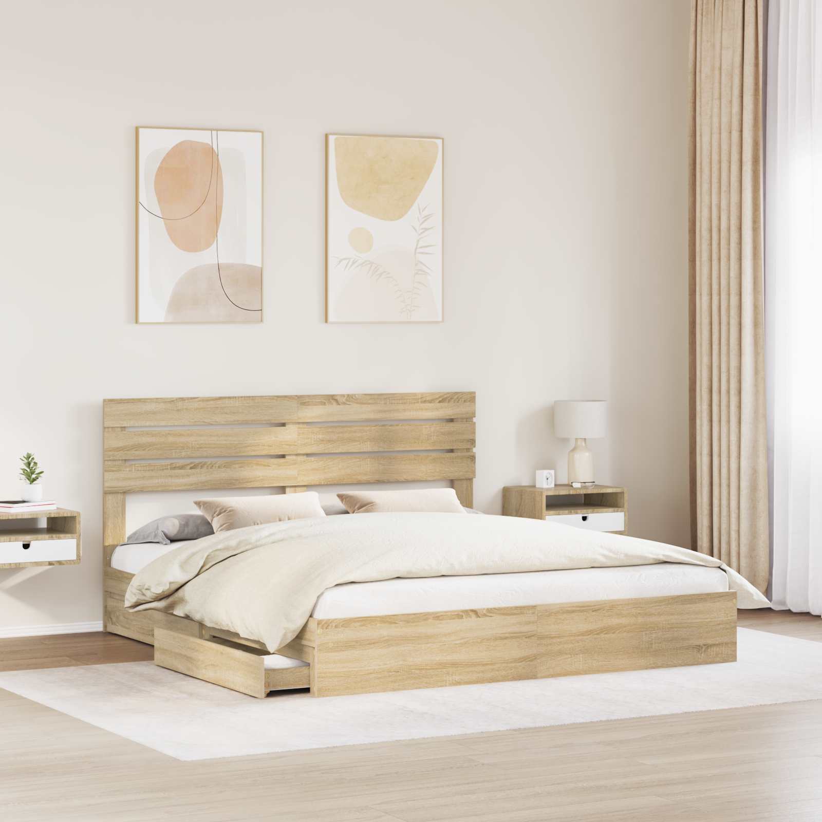 Krevet s od storage Sonoma hrast 180 x 200 cm Konstruirano drvo