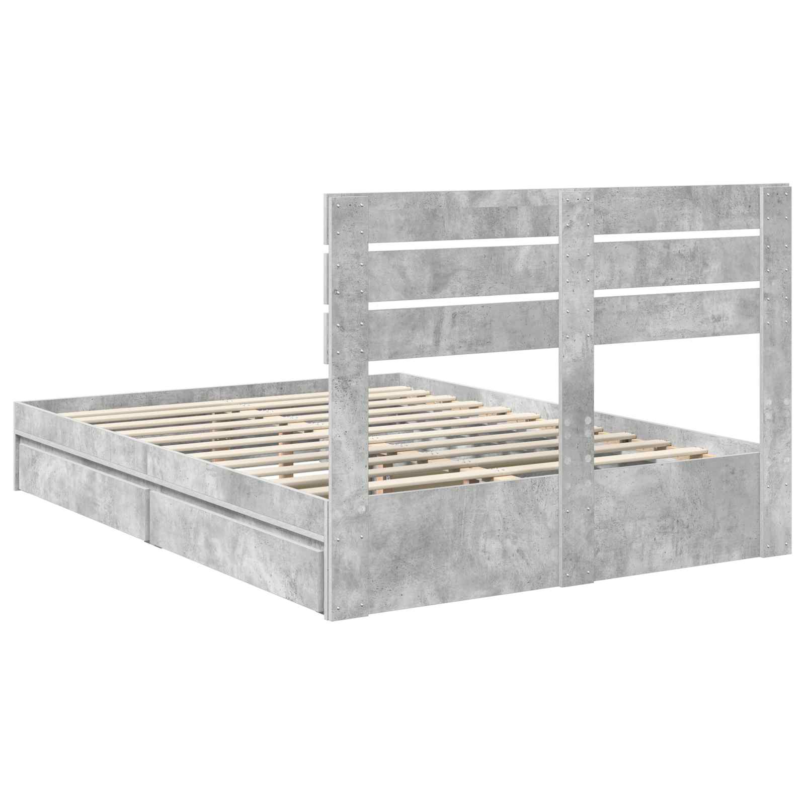 Krevet s od storage s uzglavljem Betonski sivi 150 x 200 cm