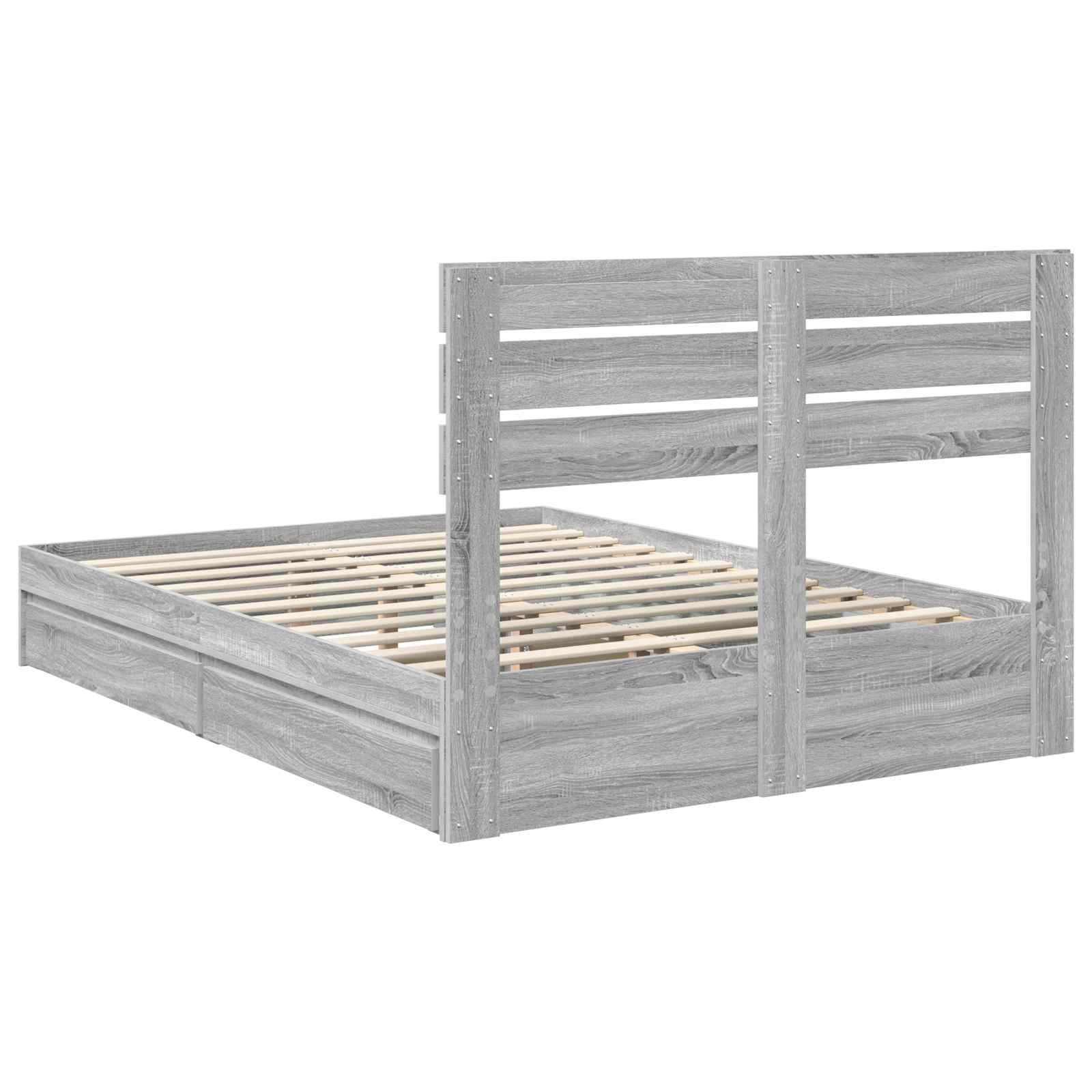 Krevet s od storage Siva Sonoma 140 x 200 cm Konstruirano drvo