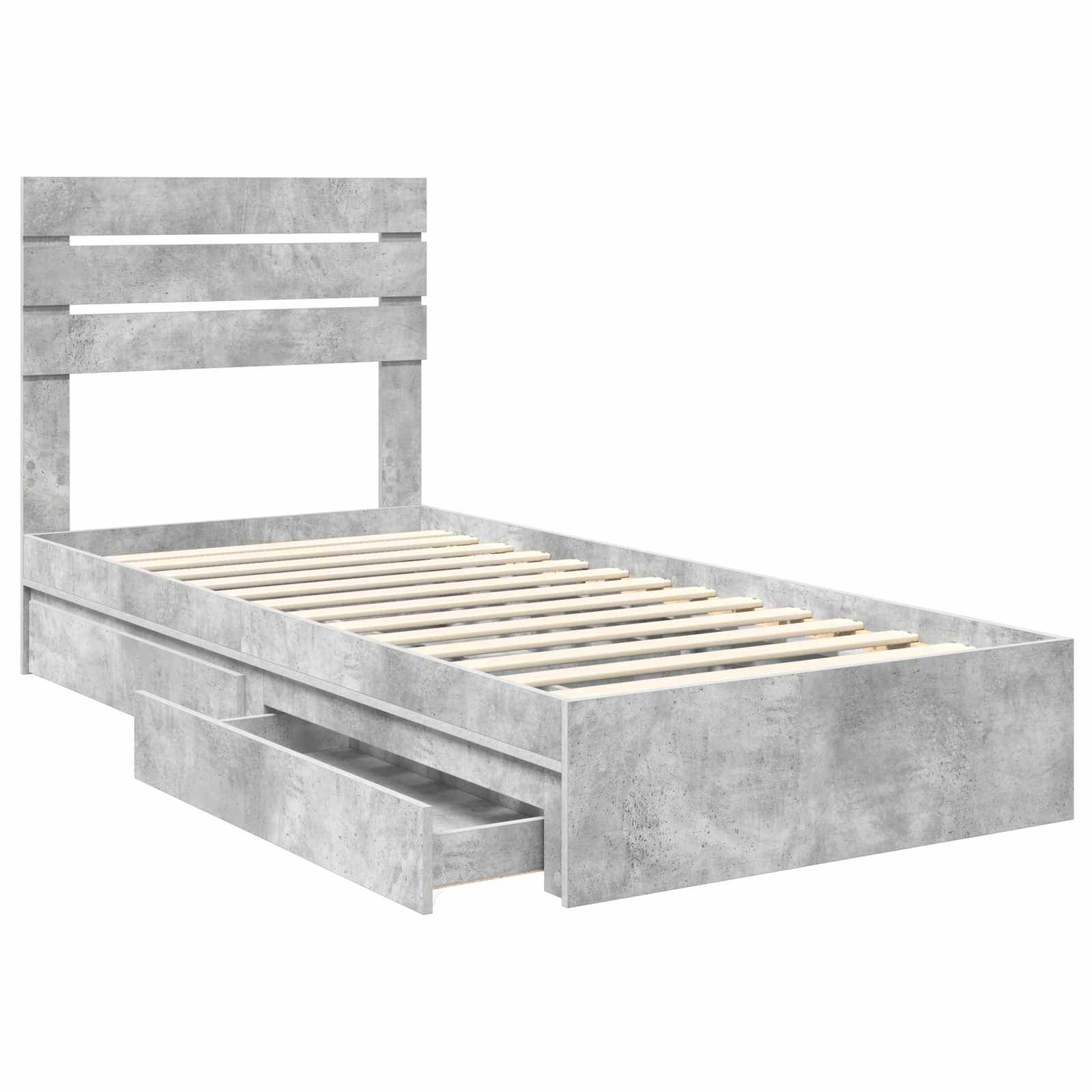 Krevet s od storage Betonski sivi 90 x 200 cm Konstruirano drvo