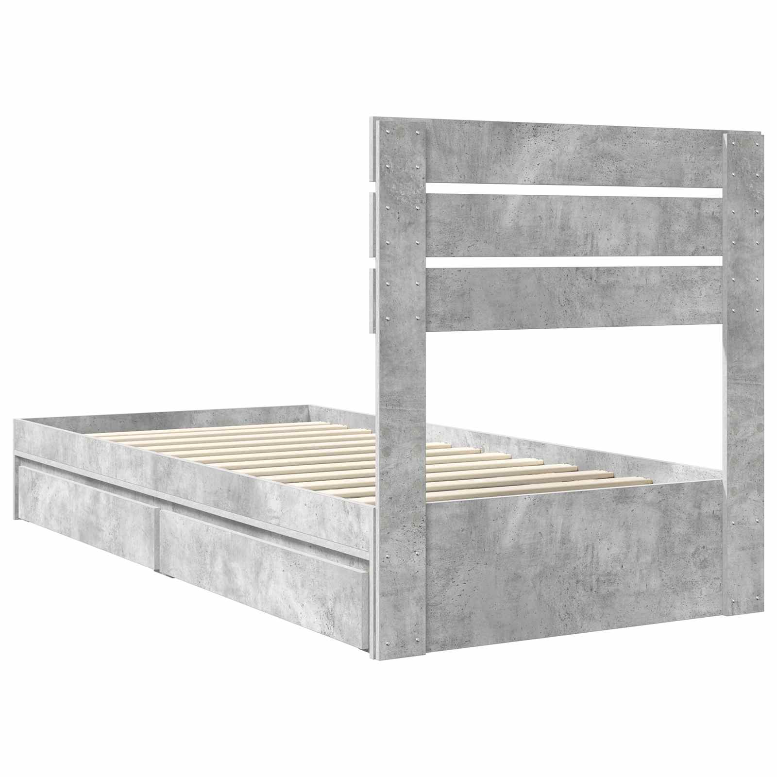 Krevet s od storage Betonski sivi 90 x 200 cm Konstruirano drvo
