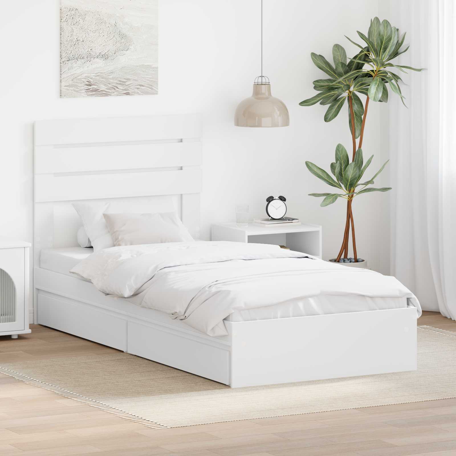 Krevet s od storage Bijelo 90 x 200 cm Konstruirano drvo