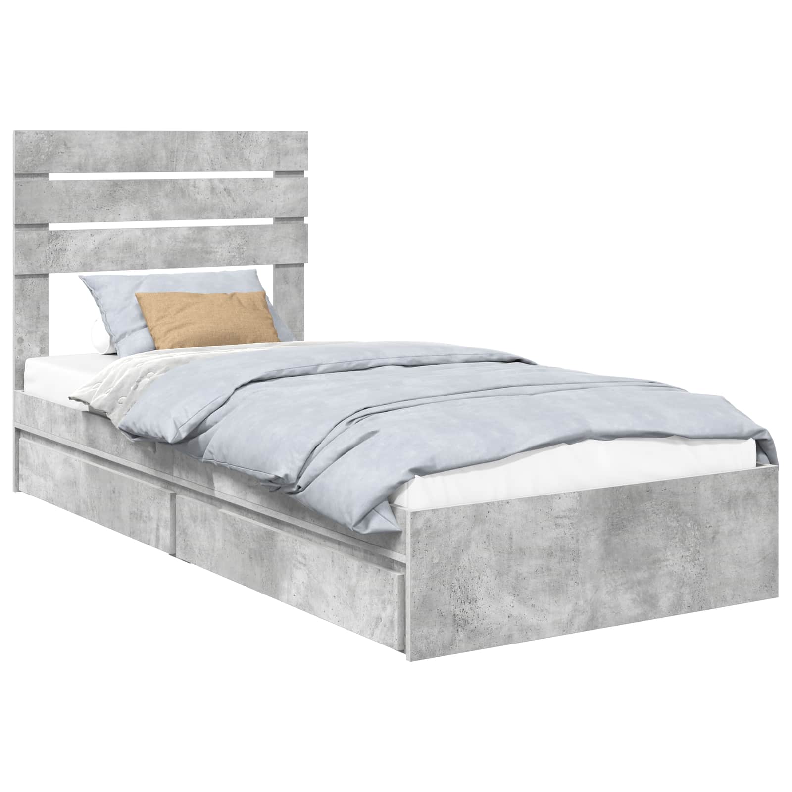 Krevet s od storage Betonski sivi 90 x 190 cm Konstruirano drvo